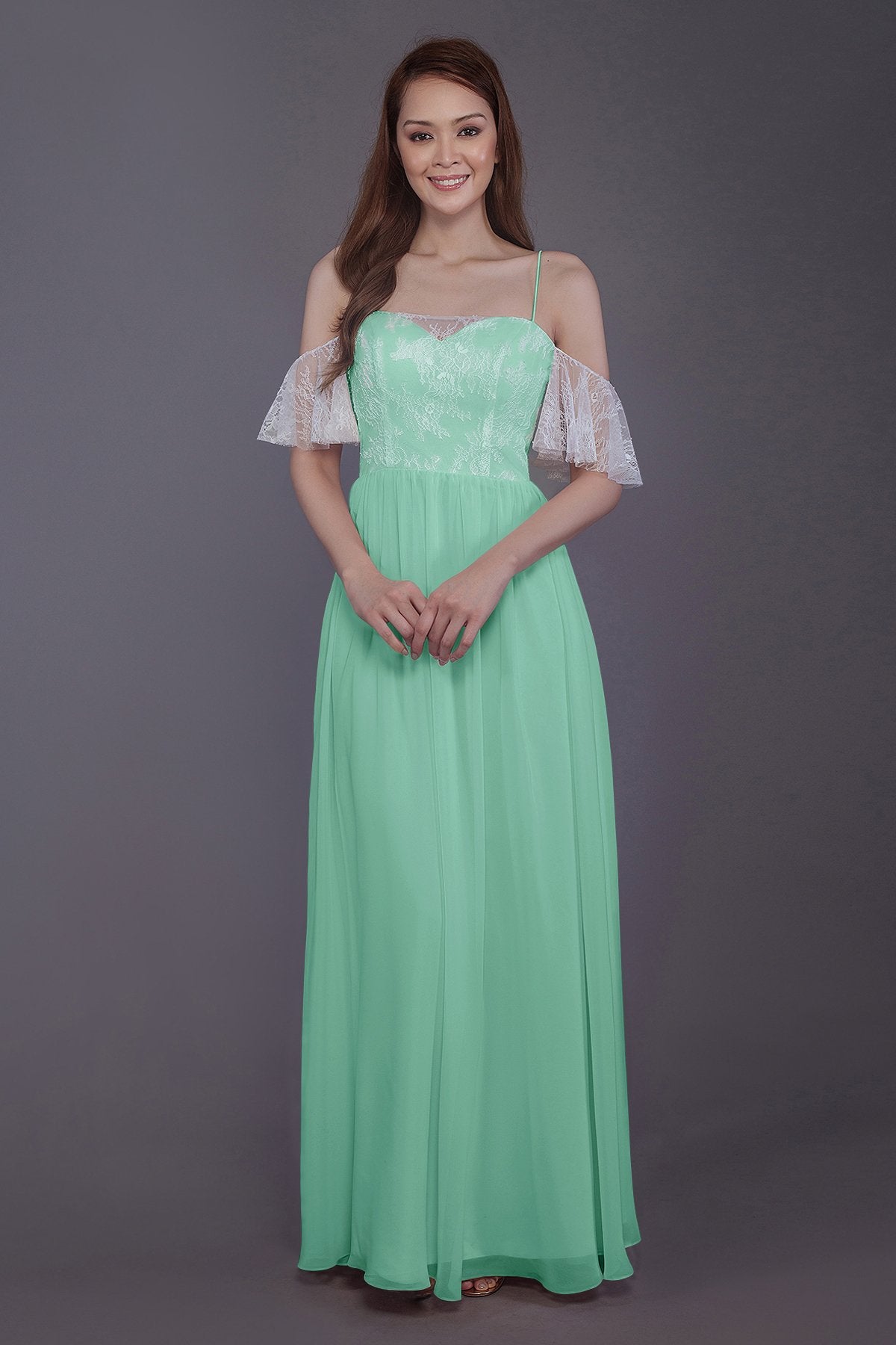 COCOMELODY Sheath-Column Floor Length Chiffon Bridesmaid Dress PR3521 