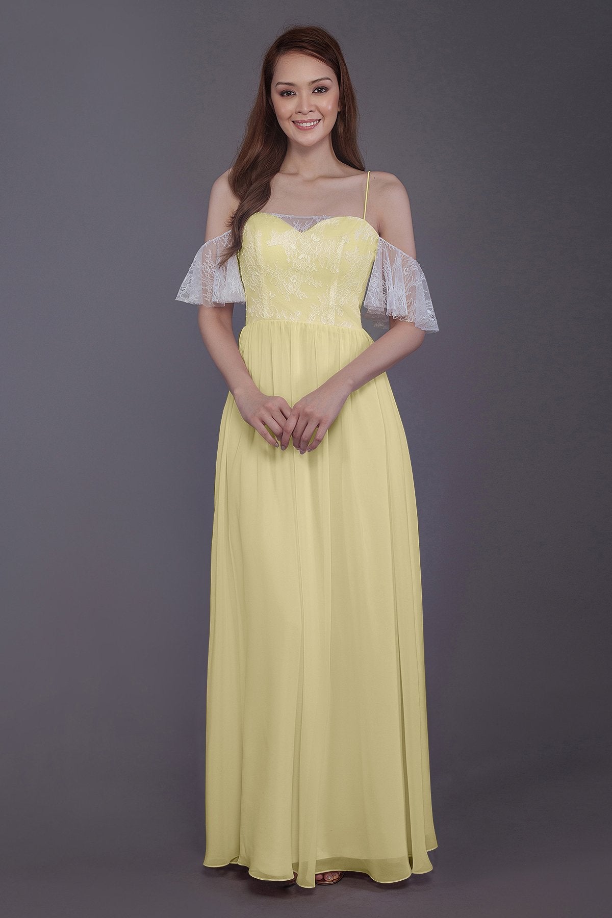 COCOMELODY Sheath-Column Floor Length Chiffon Bridesmaid Dress PR3521 