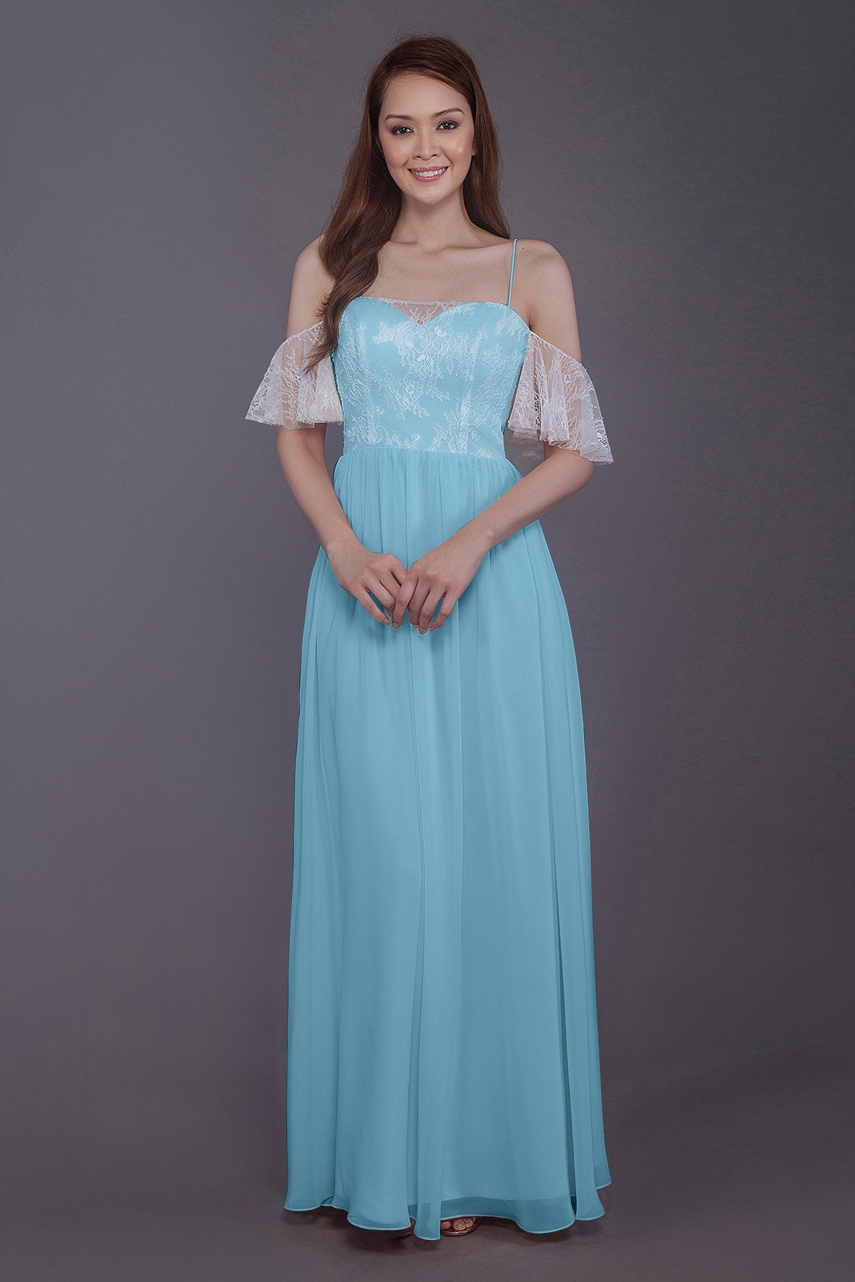 COCOMELODY Sheath-Column Floor Length Chiffon Bridesmaid Dress PR3521 