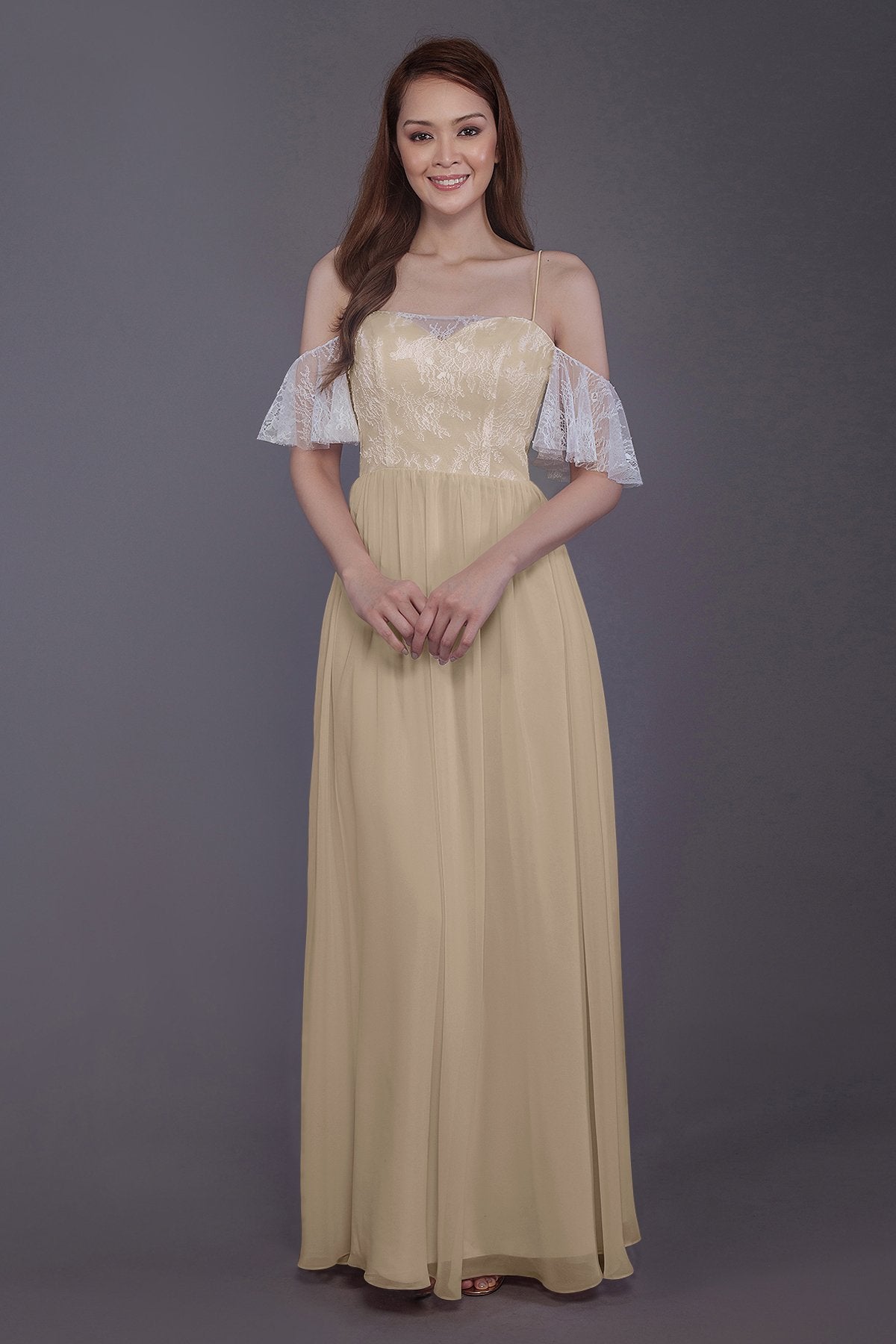 COCOMELODY Sheath-Column Floor Length Chiffon Bridesmaid Dress PR3521 