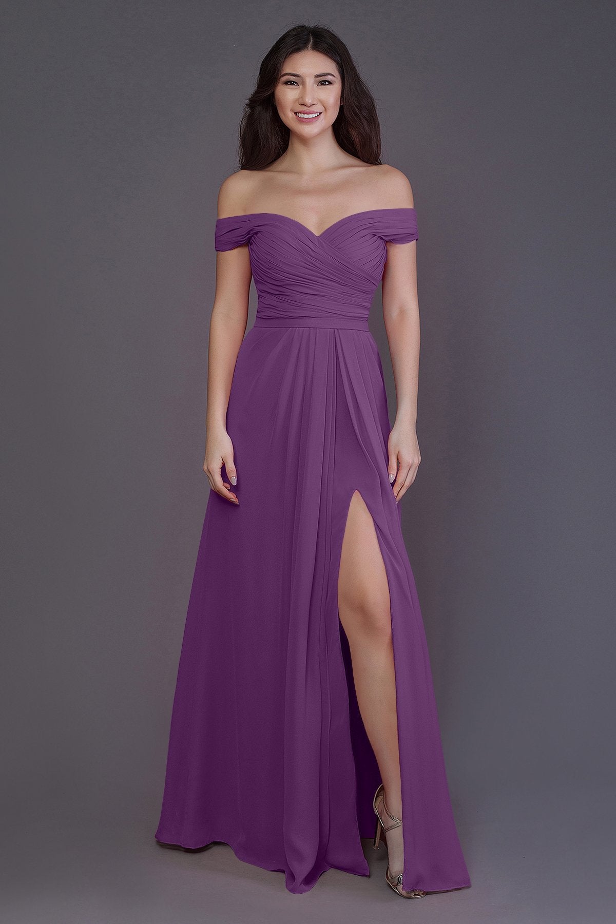 COCOMELODY Sheath-Column Floor Length Chiffon Bridesmaid Dress PR3536 