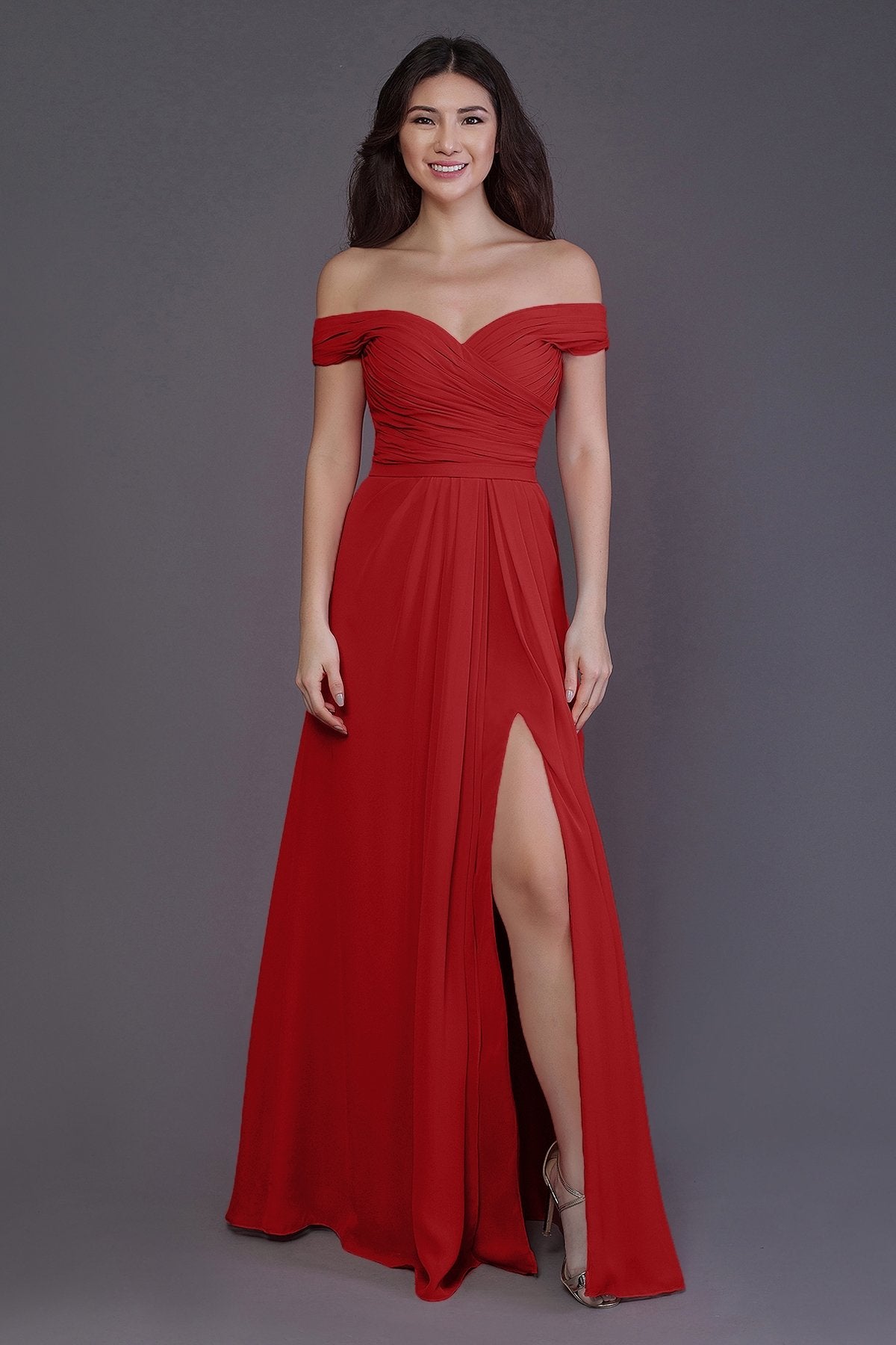 COCOMELODY Sheath-Column Floor Length Chiffon Bridesmaid Dress PR3536 