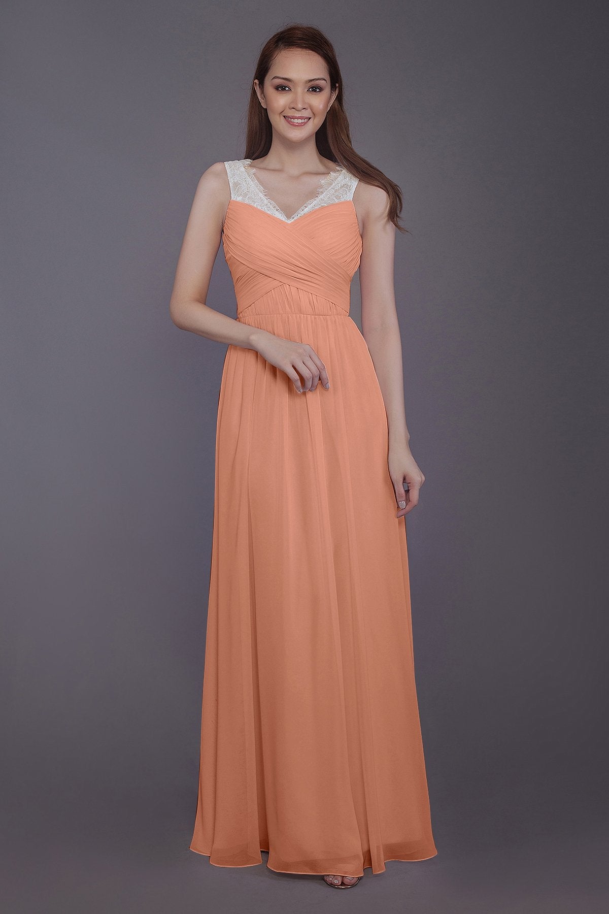 COCOMELODY Sheath-Column Floor Length Chiffon Bridesmaid Dress PR3542 