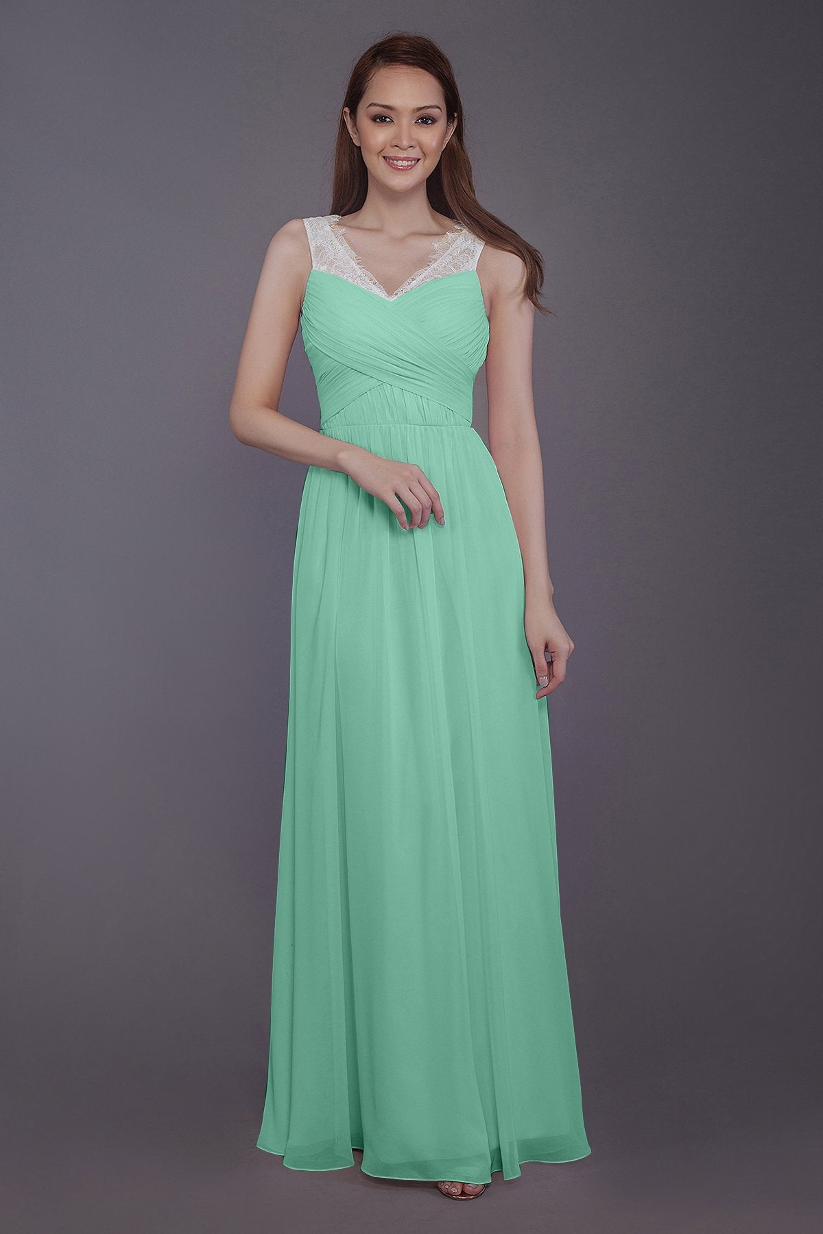 COCOMELODY Sheath-Column Floor Length Chiffon Bridesmaid Dress PR3542 