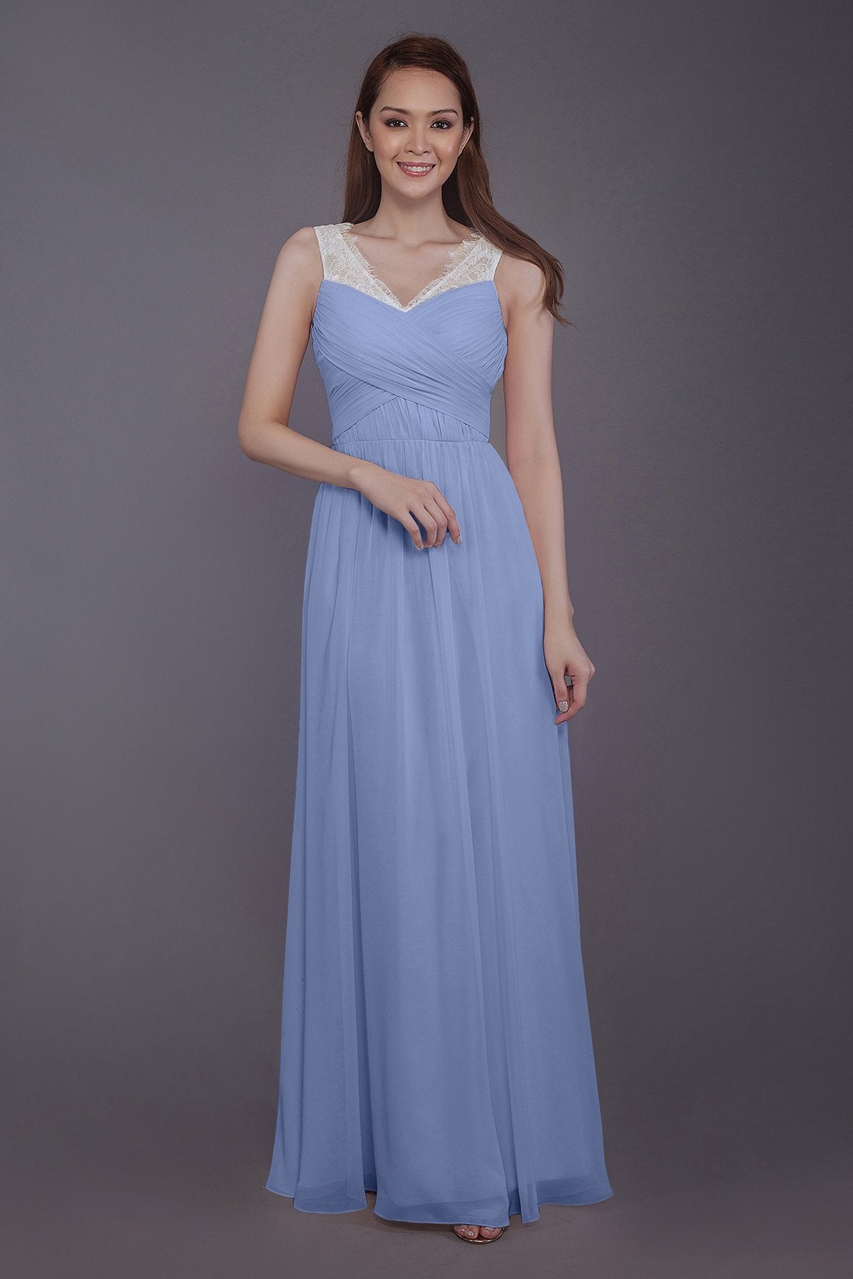 COCOMELODY Sheath-Column Floor Length Chiffon Bridesmaid Dress PR3542 