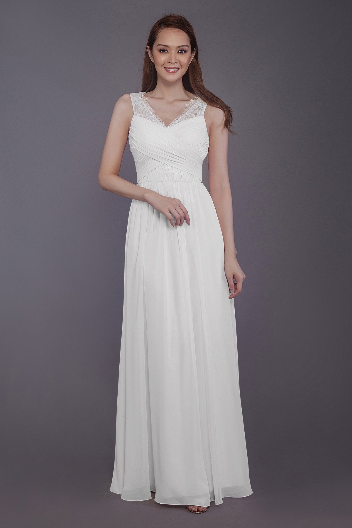 COCOMELODY Sheath-Column Floor Length Chiffon Bridesmaid Dress PR3542 