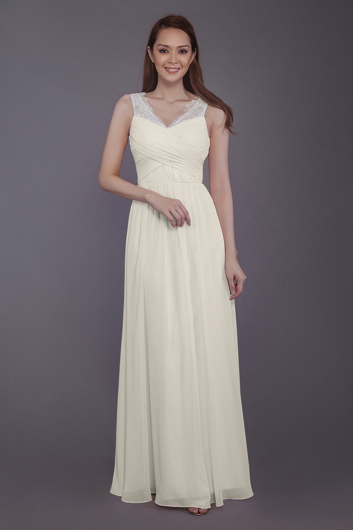 COCOMELODY Sheath-Column Floor Length Chiffon Bridesmaid Dress PR3542 