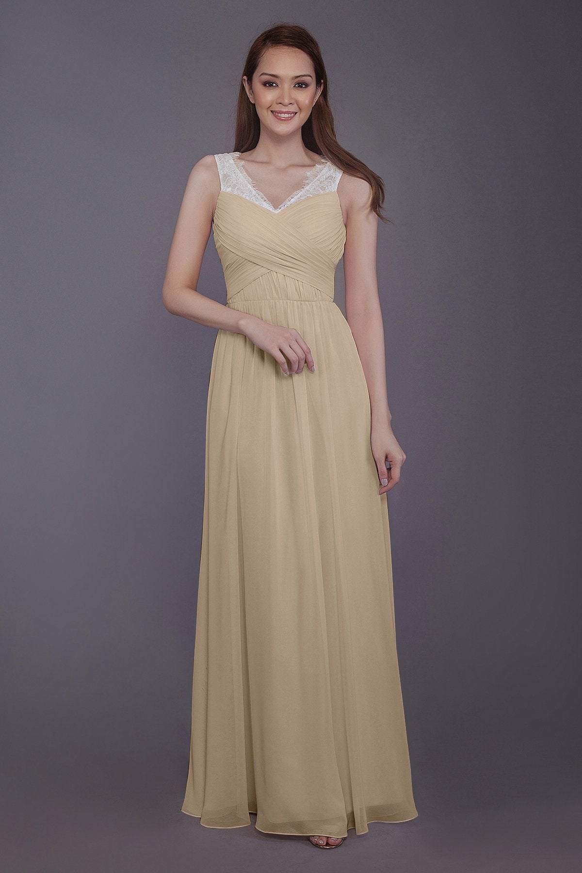 COCOMELODY Sheath-Column Floor Length Chiffon Bridesmaid Dress PR3542 