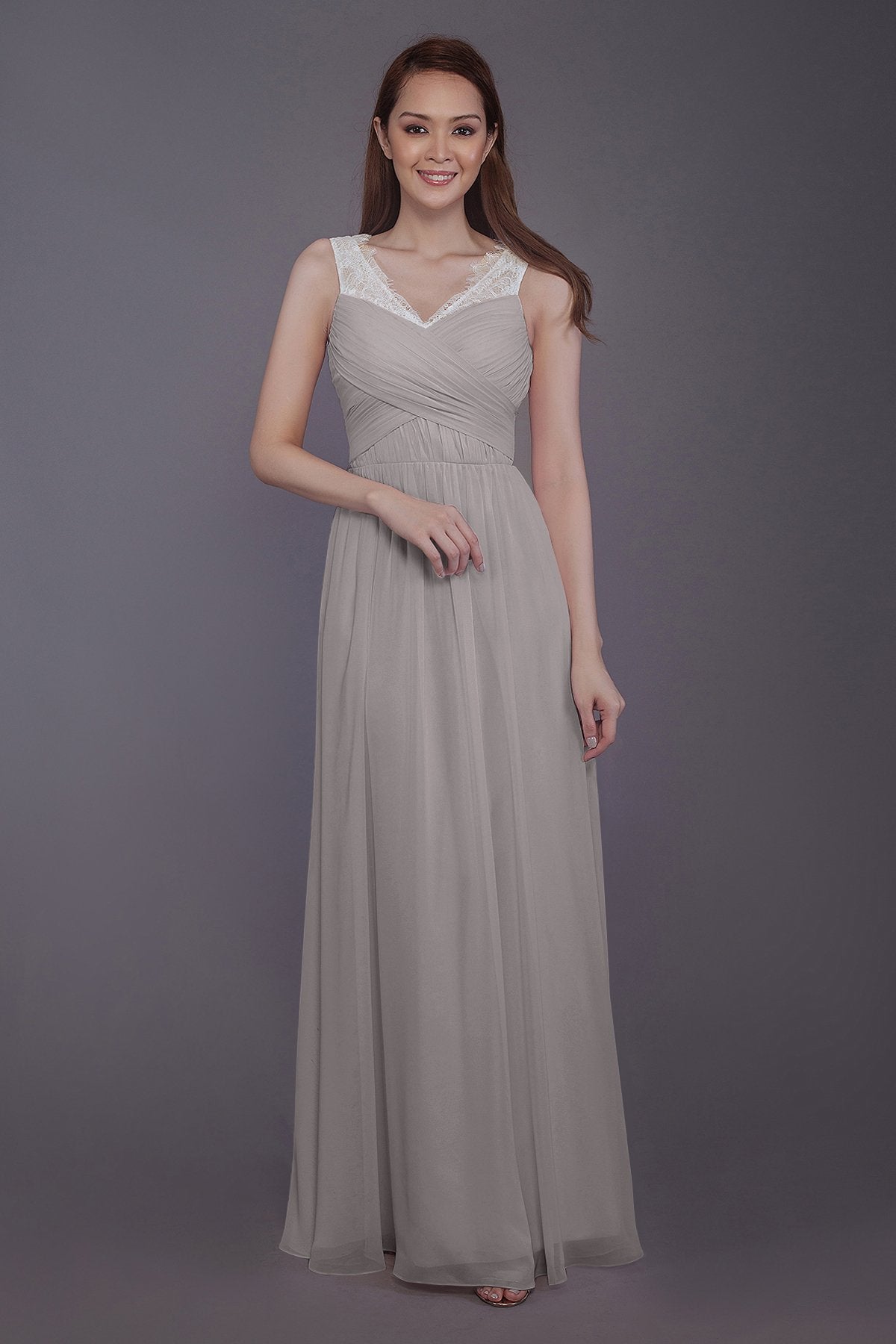 COCOMELODY Sheath-Column Floor Length Chiffon Bridesmaid Dress PR3542 