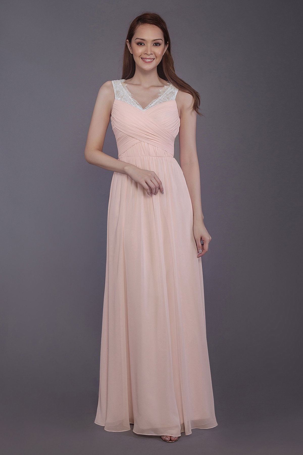 COCOMELODY Sheath-Column Floor Length Chiffon Bridesmaid Dress PR3542 