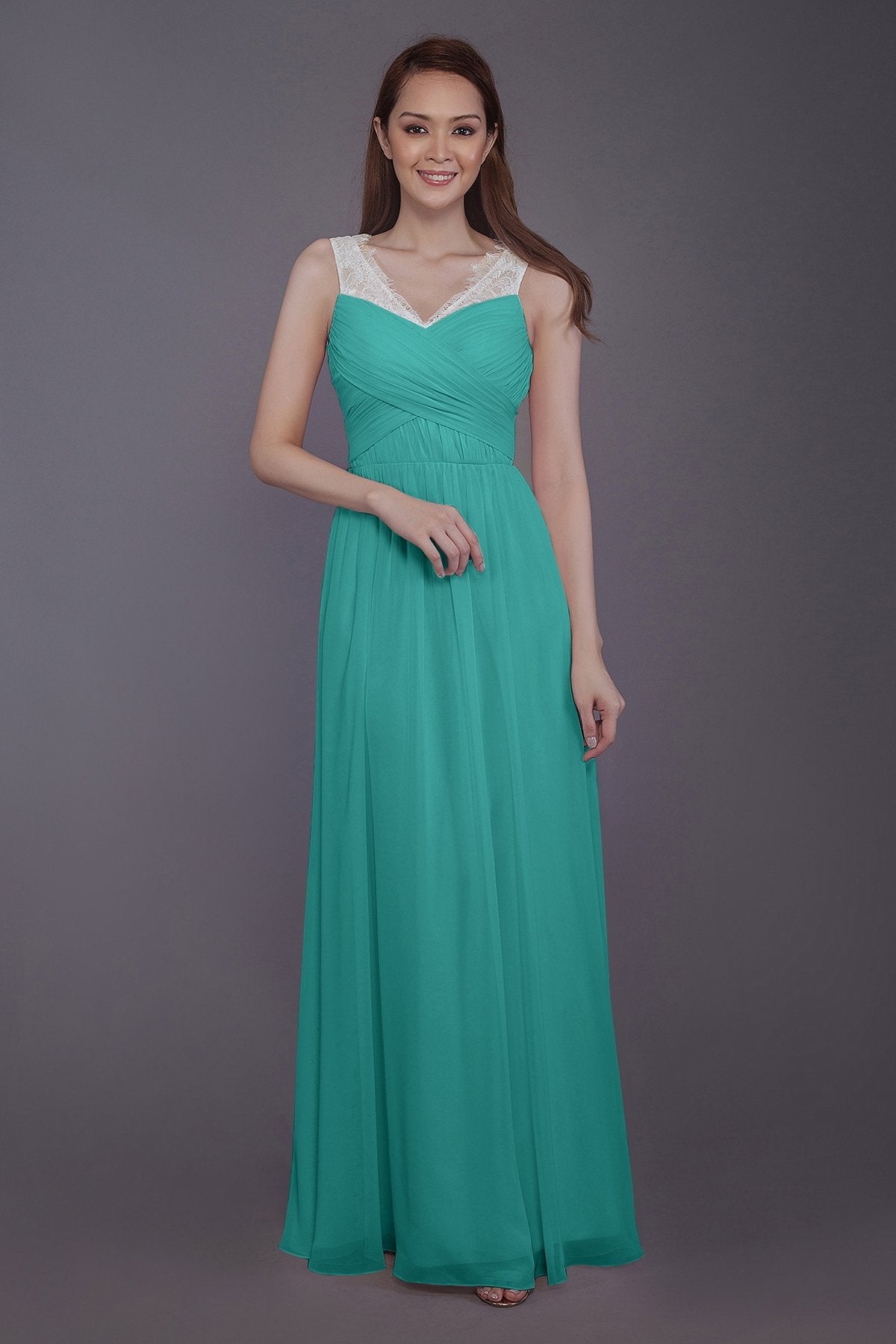 COCOMELODY Sheath-Column Floor Length Chiffon Bridesmaid Dress PR3542 