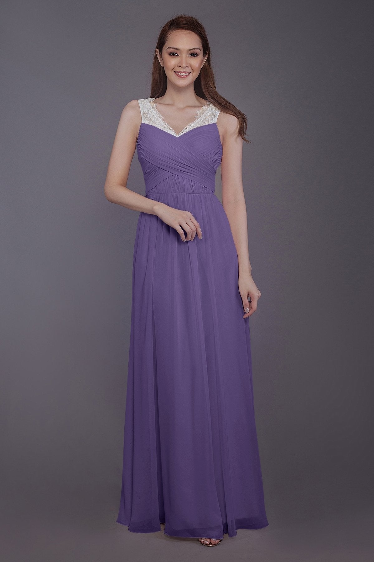 COCOMELODY Sheath-Column Floor Length Chiffon Bridesmaid Dress PR3542 