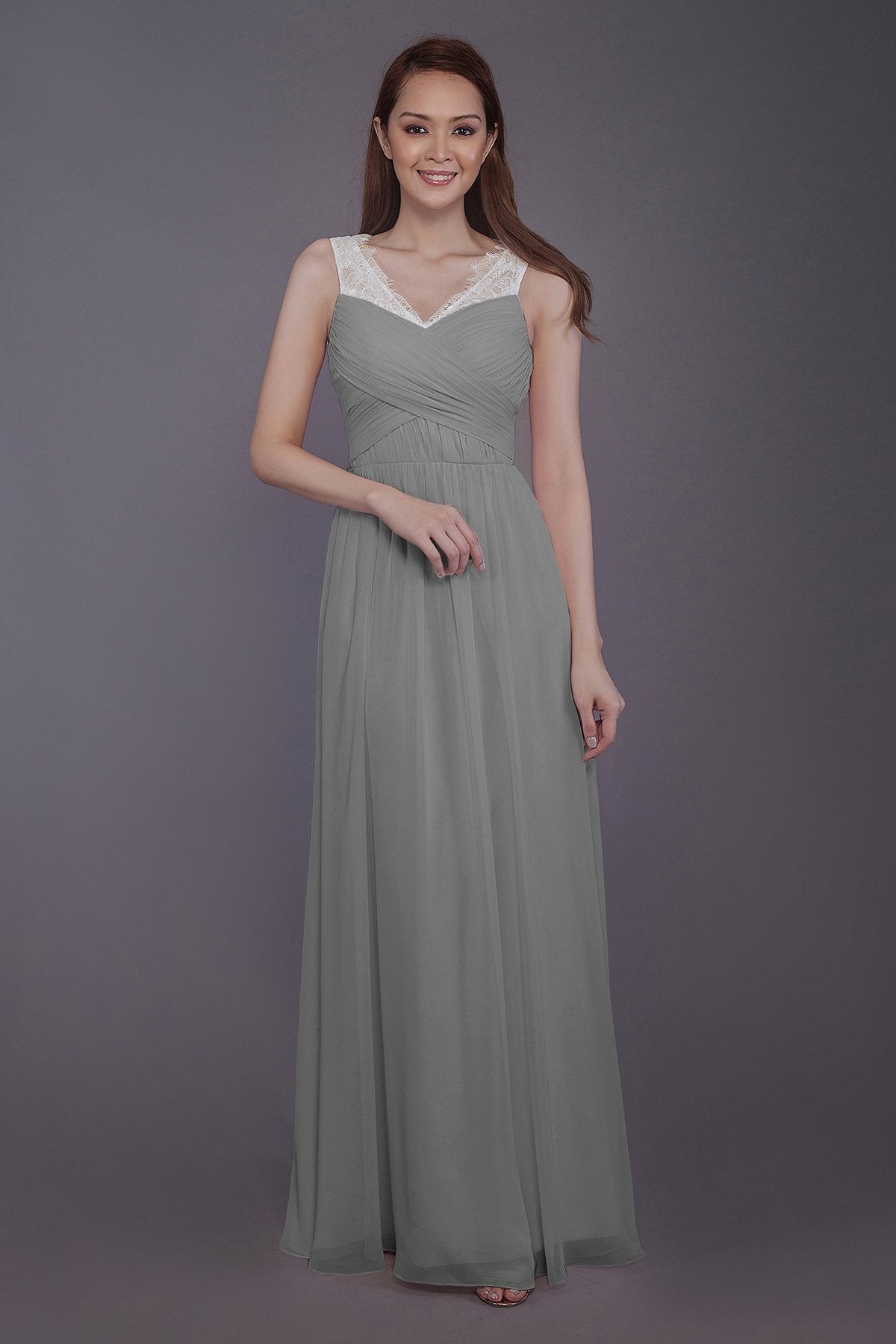 COCOMELODY Sheath-Column Floor Length Chiffon Bridesmaid Dress PR3542 