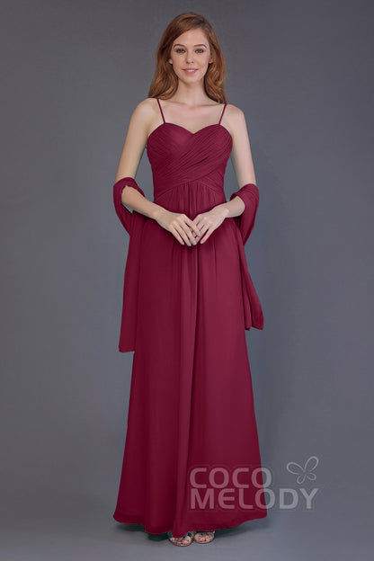 COCOMELODY Sheath-Column Floor Length Chiffon Bridesmaid Dress PR3544 