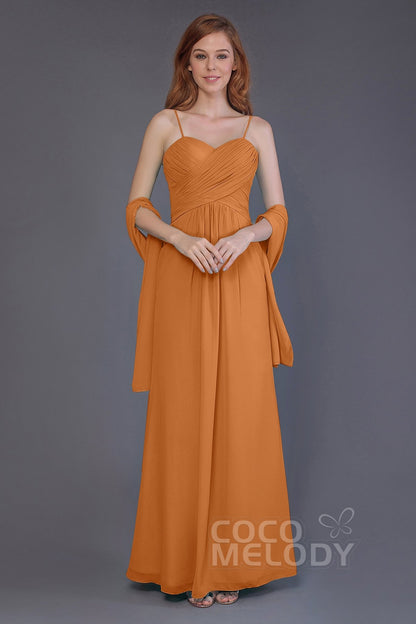 COCOMELODY Sheath-Column Floor Length Chiffon Bridesmaid Dress PR3544 