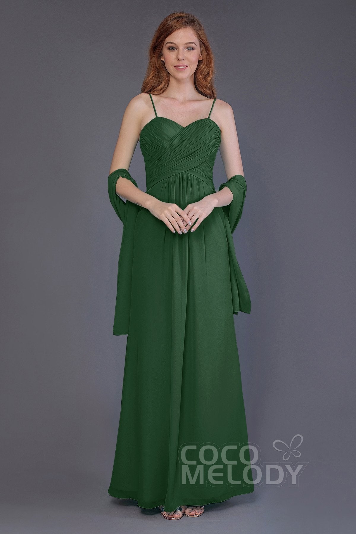 COCOMELODY Sheath-Column Floor Length Chiffon Bridesmaid Dress PR3544 