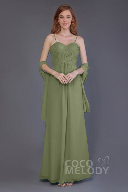 COCOMELODY Sheath-Column Floor Length Chiffon Bridesmaid Dress PR3544 