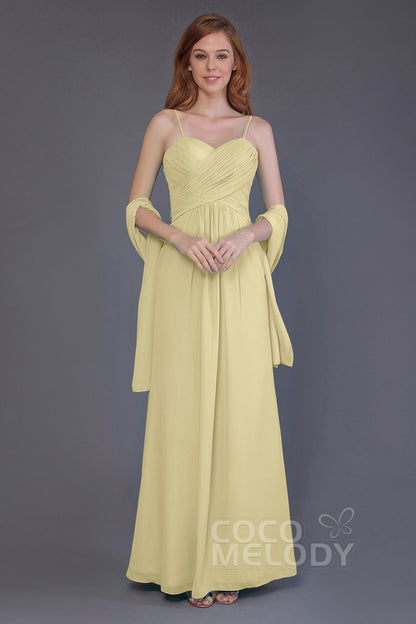 COCOMELODY Sheath-Column Floor Length Chiffon Bridesmaid Dress PR3544 