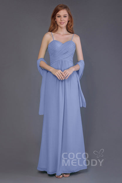 COCOMELODY Sheath-Column Floor Length Chiffon Bridesmaid Dress PR3544 