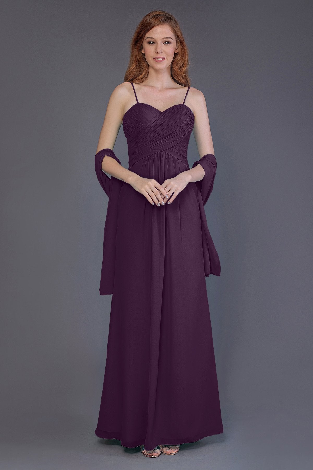 COCOMELODY Sheath-Column Floor Length Chiffon Bridesmaid Dress PR3544 