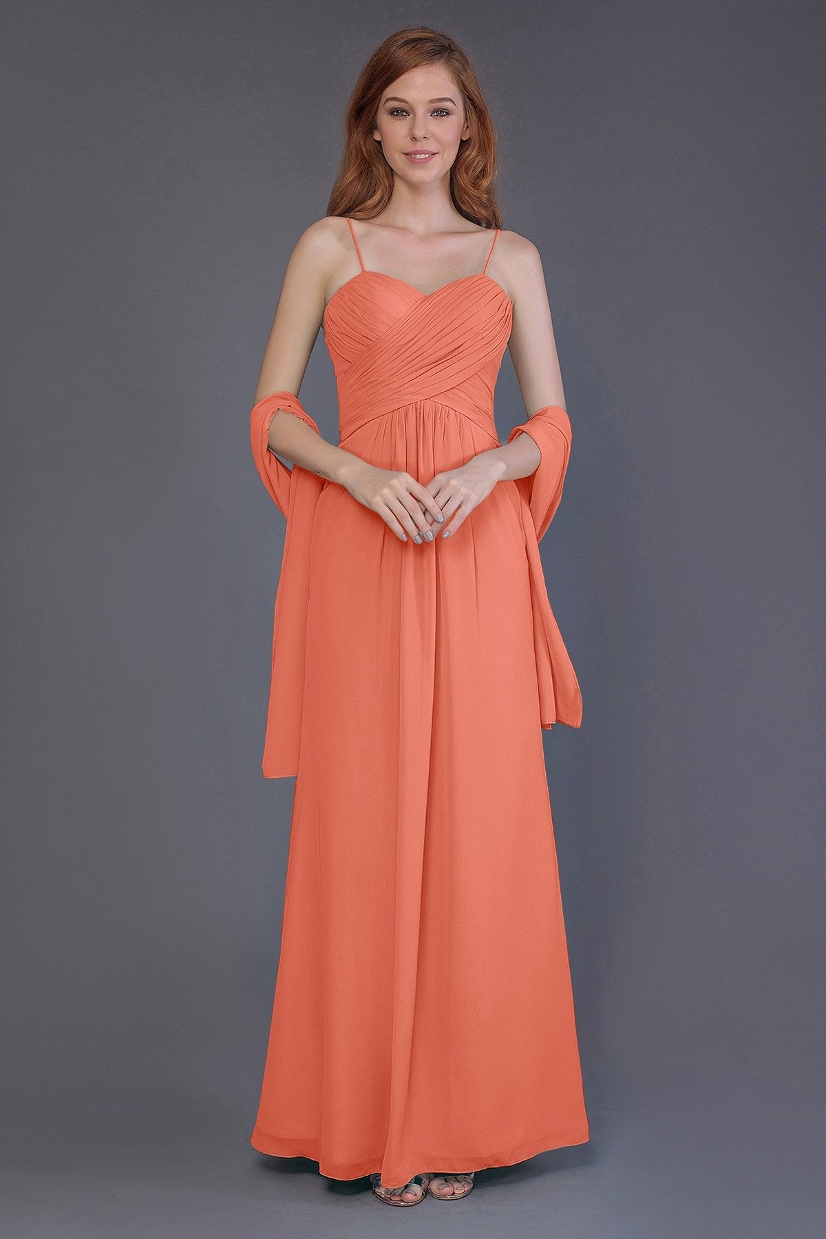 COCOMELODY Sheath-Column Floor Length Chiffon Bridesmaid Dress PR3544 