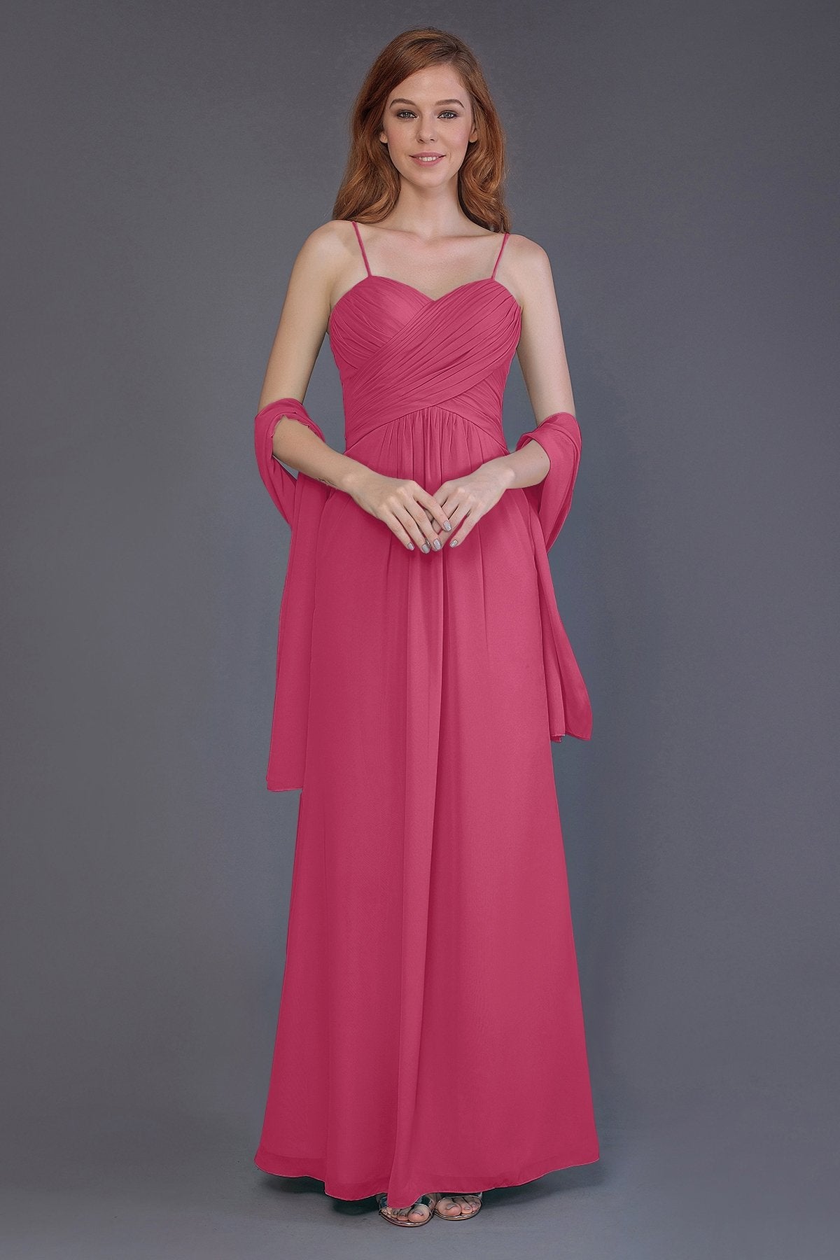 COCOMELODY Sheath-Column Floor Length Chiffon Bridesmaid Dress PR3544 