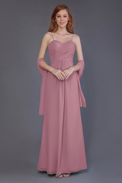 COCOMELODY Sheath-Column Floor Length Chiffon Bridesmaid Dress PR3544 