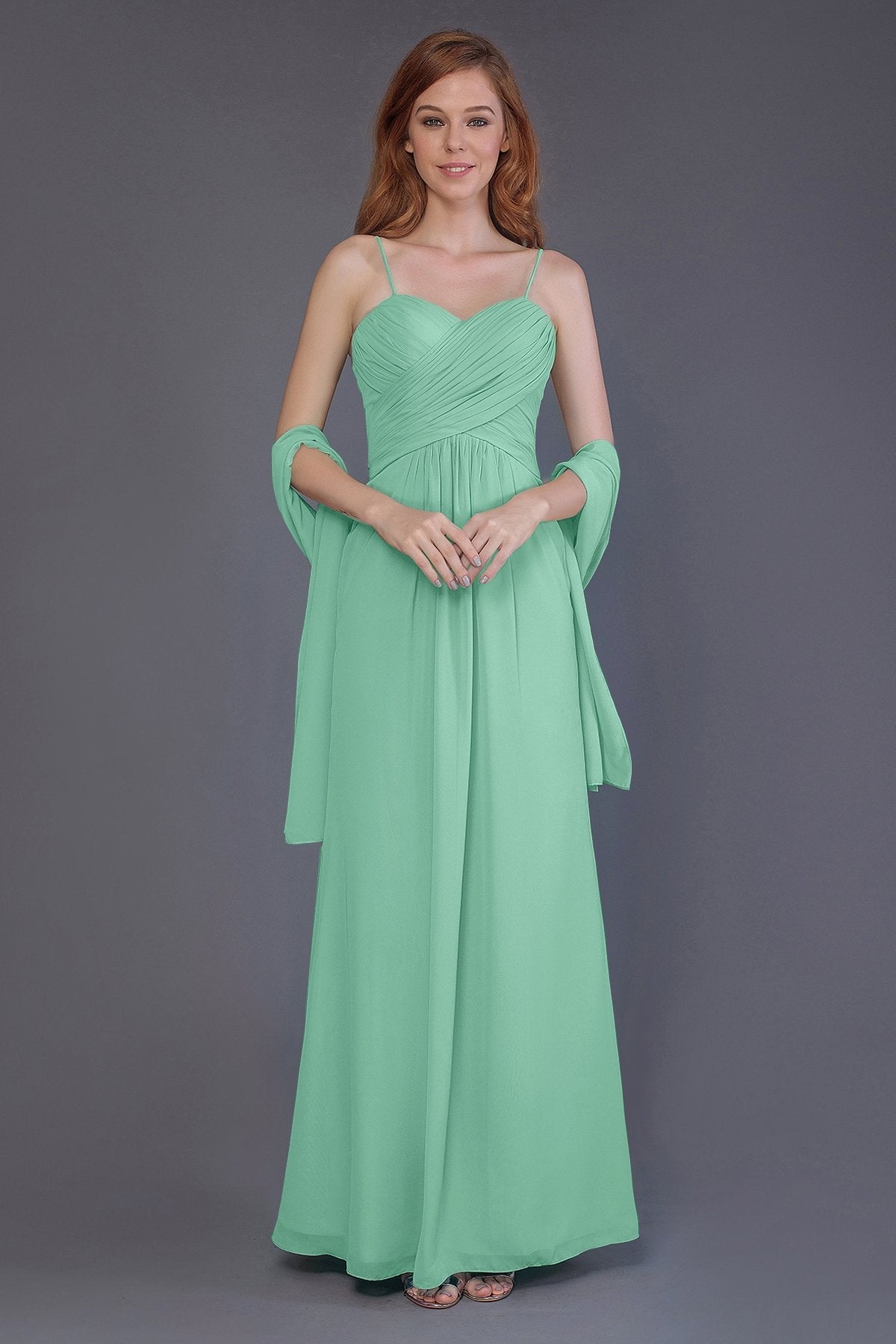 COCOMELODY Sheath-Column Floor Length Chiffon Bridesmaid Dress PR3544 