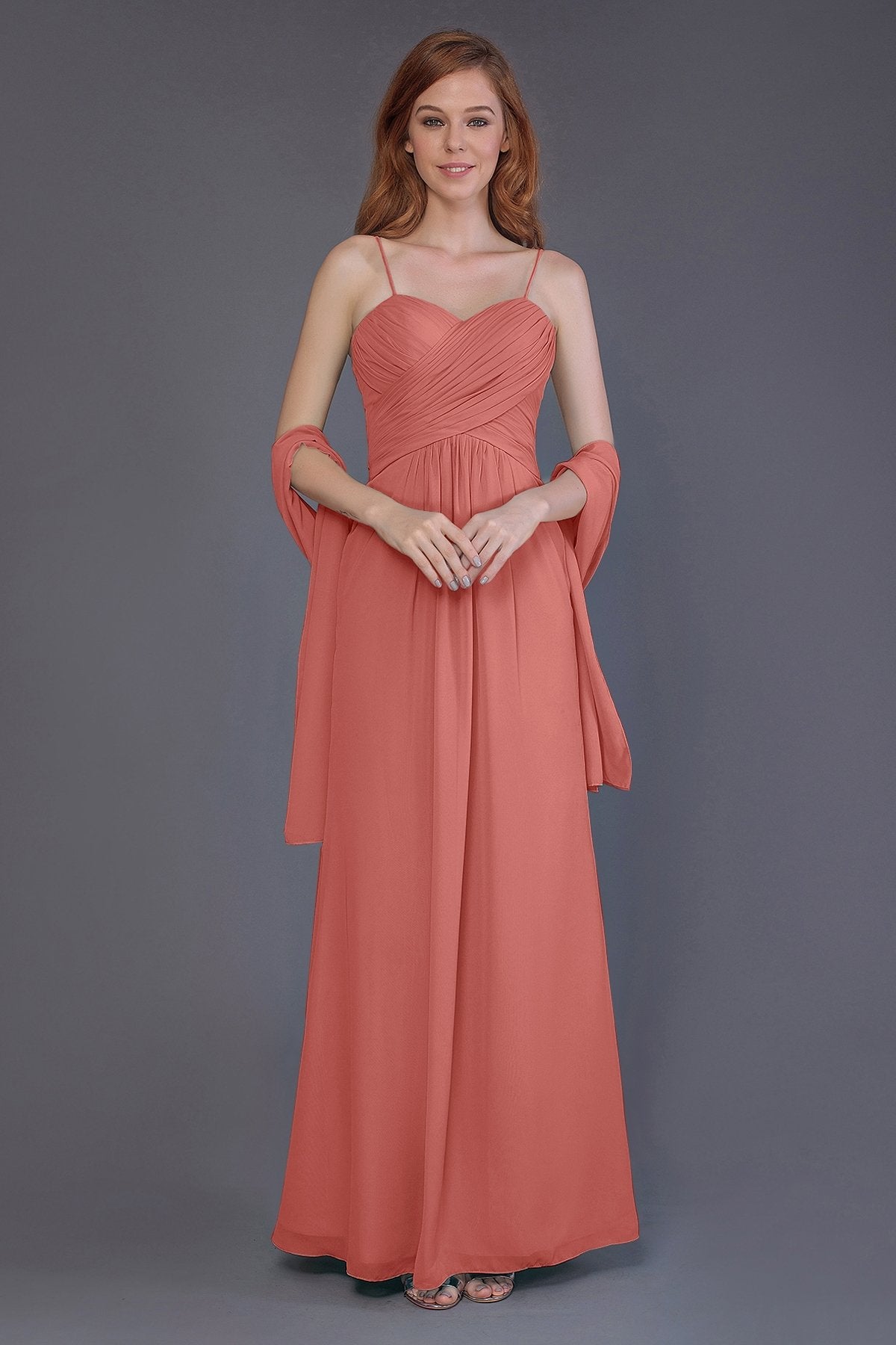 COCOMELODY Sheath-Column Floor Length Chiffon Bridesmaid Dress PR3544 