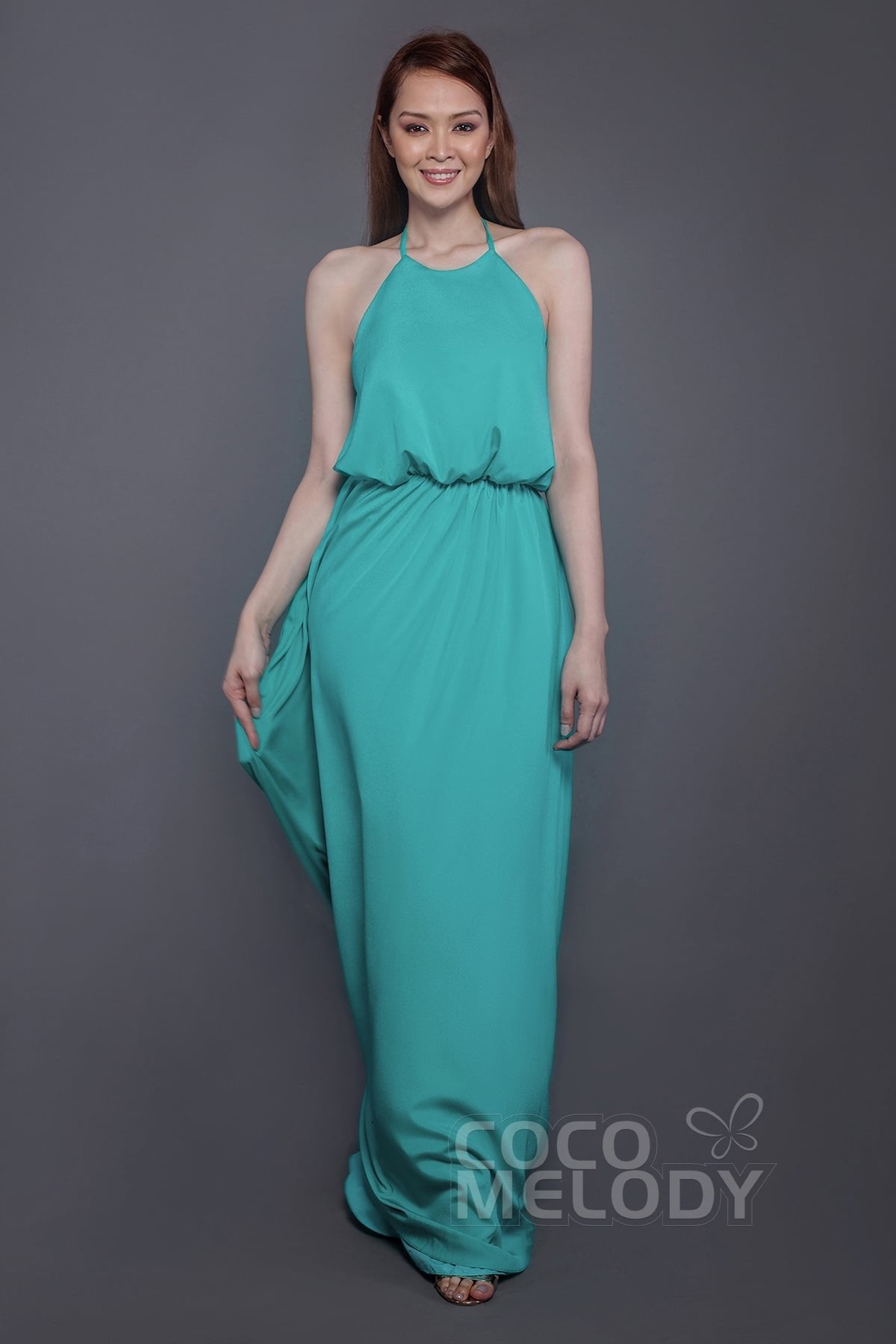 Sheath-Column Floor Length Chiffon Bridesmaid Dress PR3547