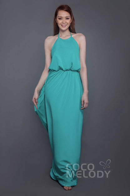 COCOMELODY Sheath-Column Floor Length Chiffon Bridesmaid Dress PR3547 