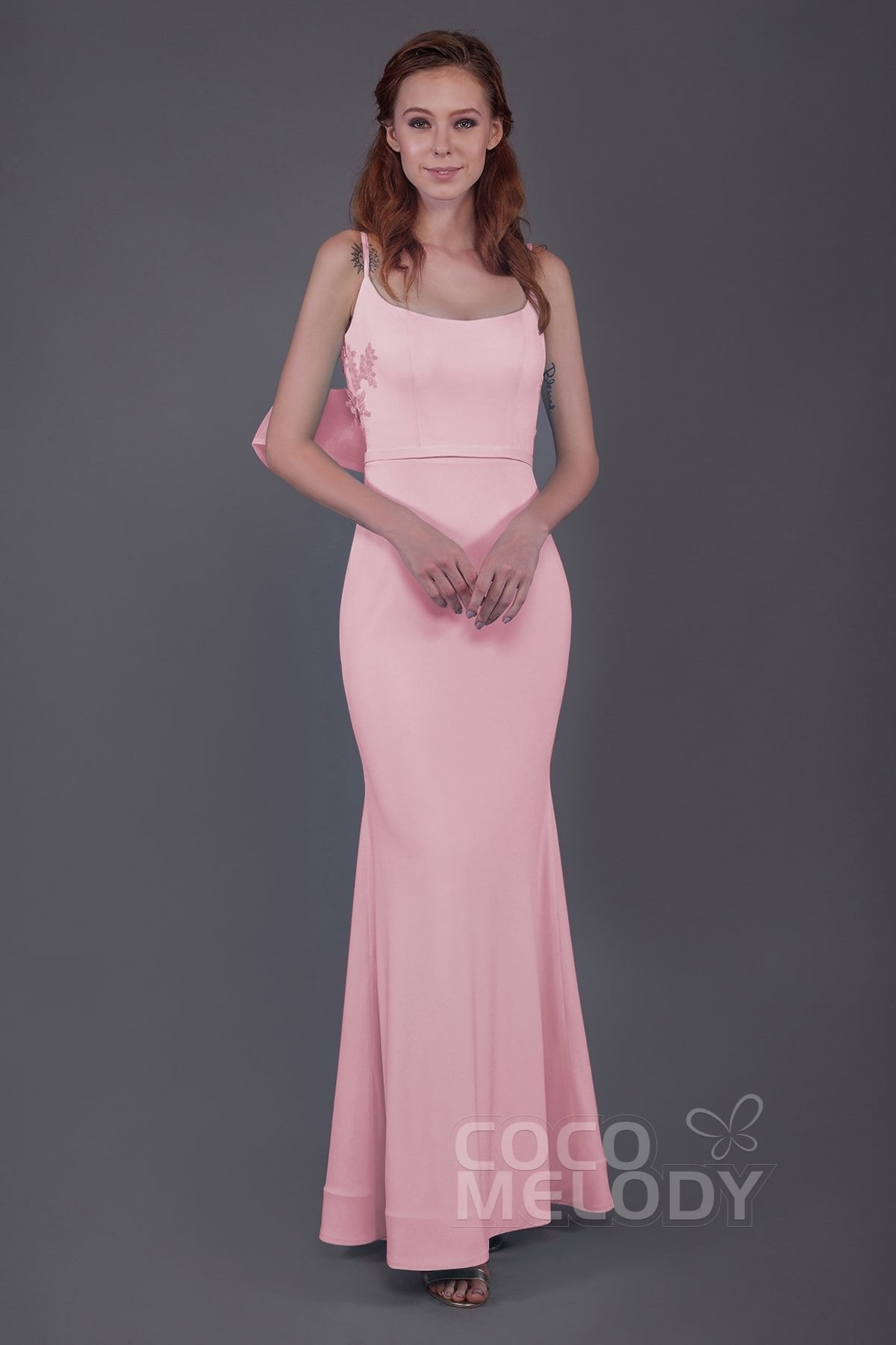 COCOMELODY Mermaid Floor Length Knitted Fabric Bridesmaid Dress PR3566 