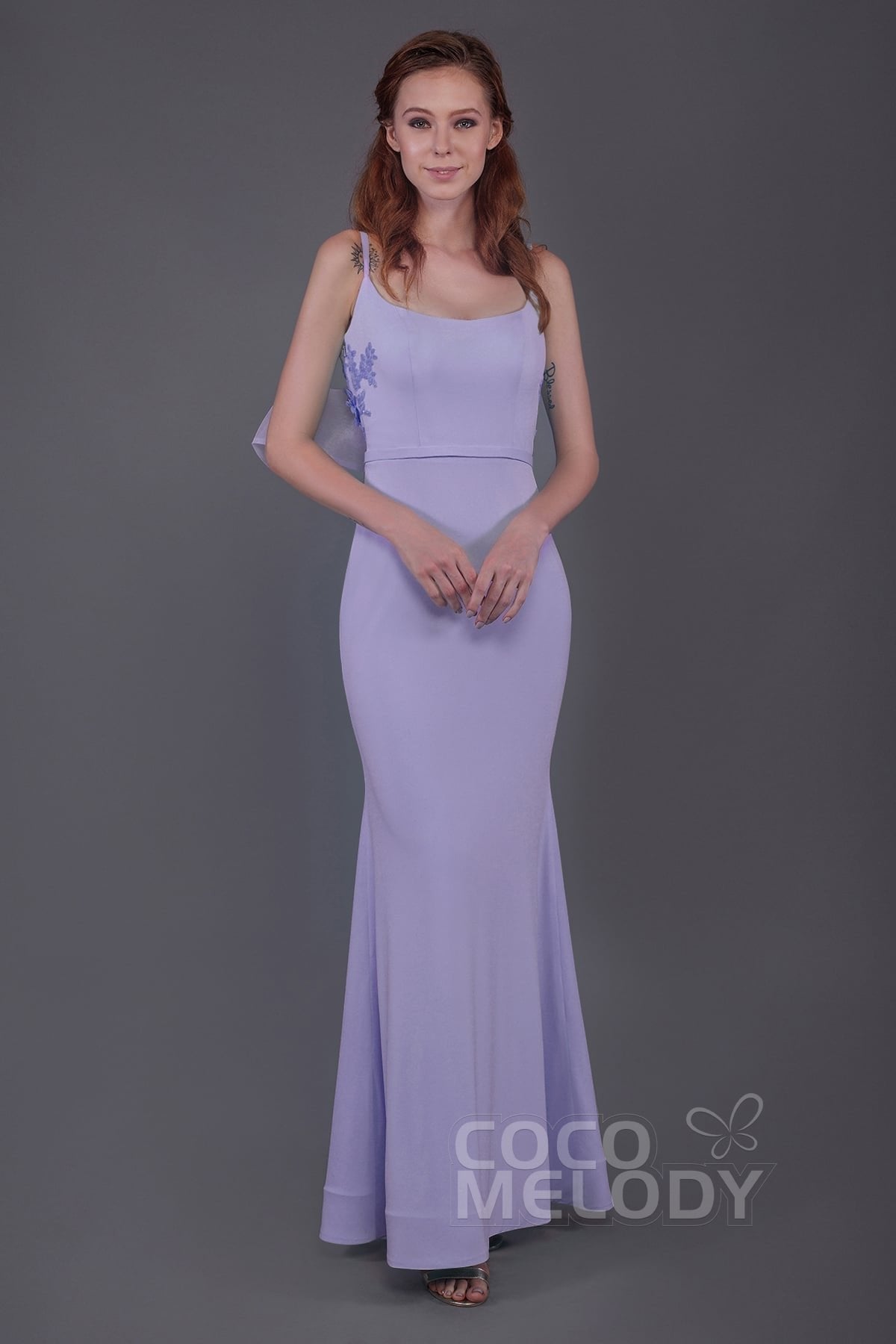 COCOMELODY Mermaid Floor Length Knitted Fabric Bridesmaid Dress PR3566 