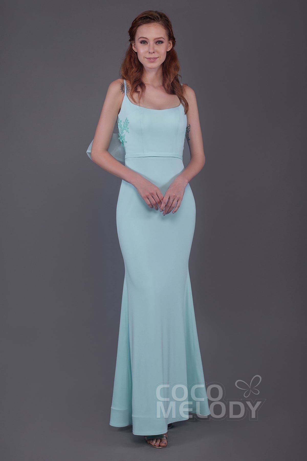 COCOMELODY Mermaid Floor Length Knitted Fabric Bridesmaid Dress PR3566 