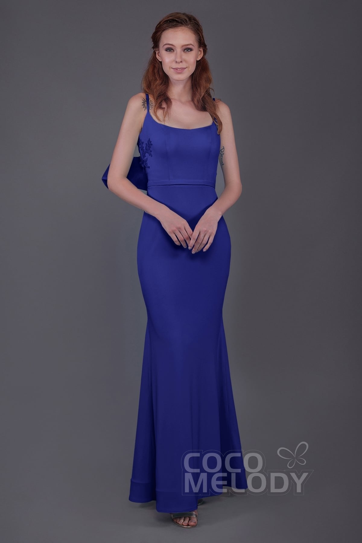 COCOMELODY Mermaid Floor Length Knitted Fabric Bridesmaid Dress PR3566 