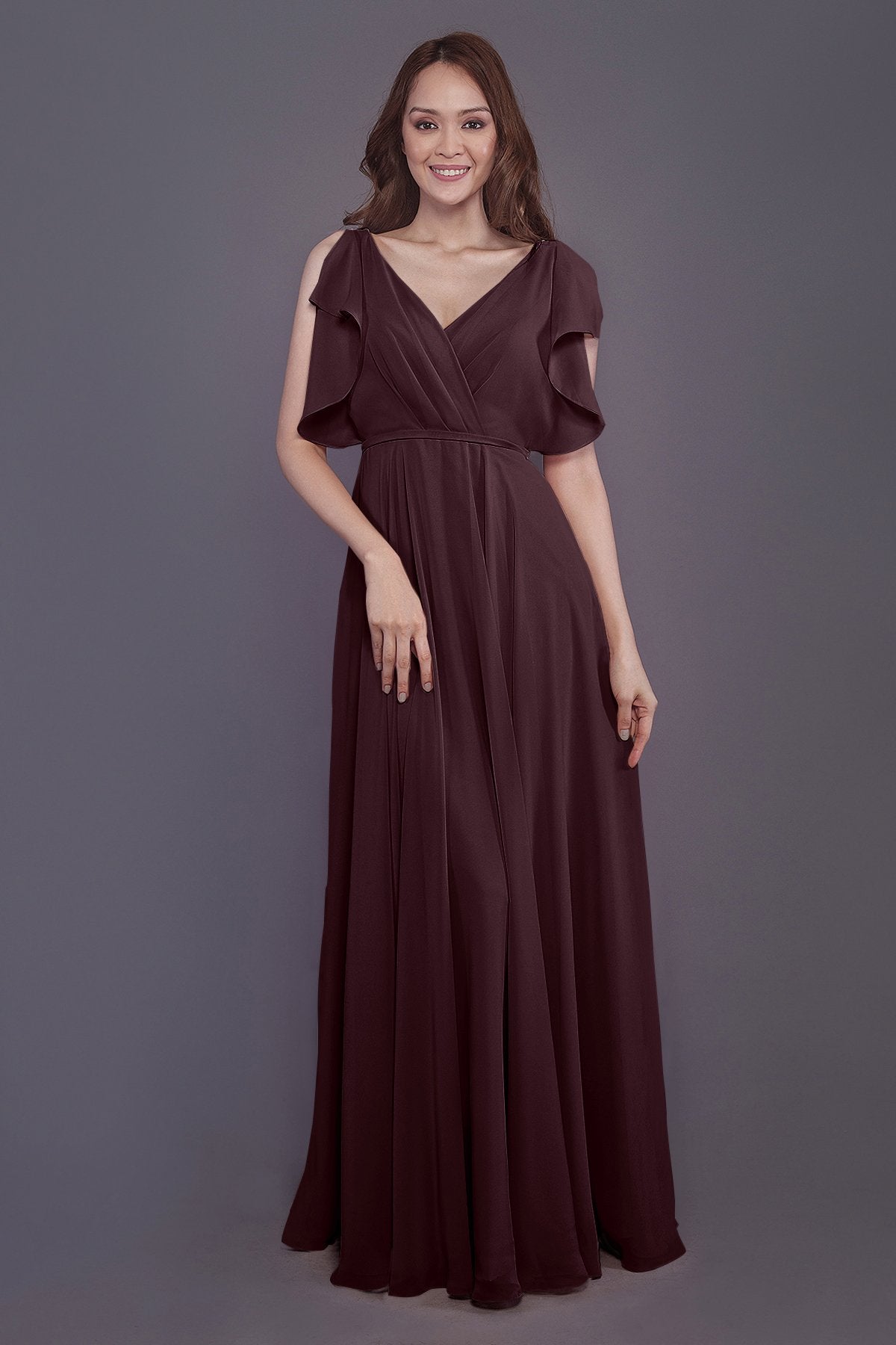 COCOMELODY Sheath-Column Floor Length Chiffon Bridesmaid Dress PR3568 