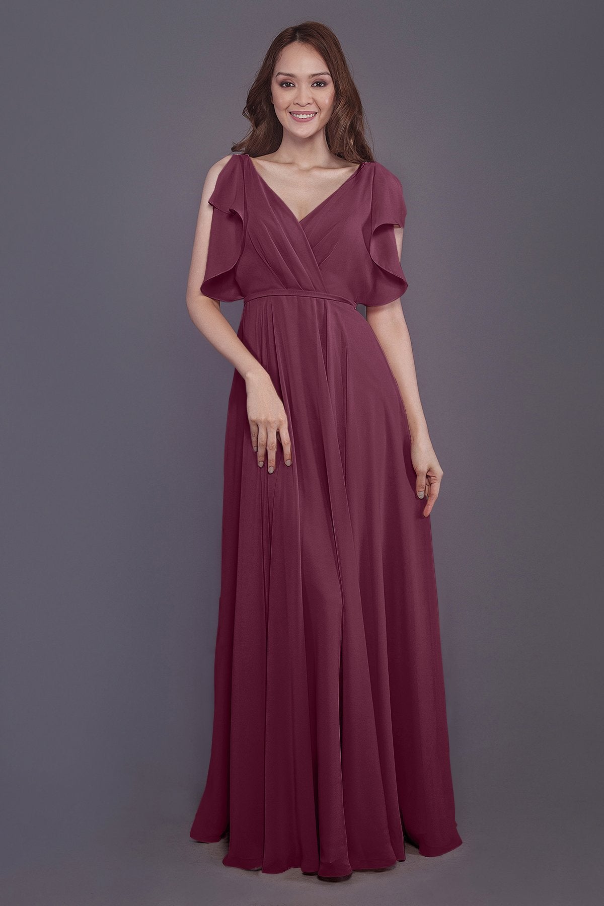 COCOMELODY Sheath-Column Floor Length Chiffon Bridesmaid Dress PR3568 