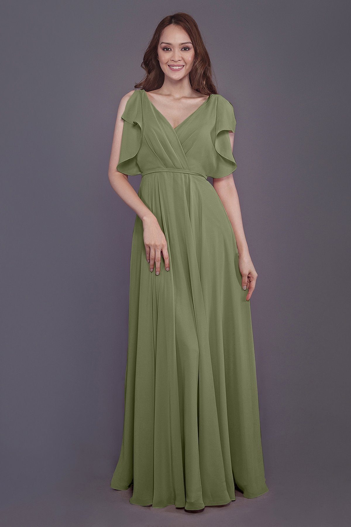 COCOMELODY Sheath-Column Floor Length Chiffon Bridesmaid Dress PR3568 