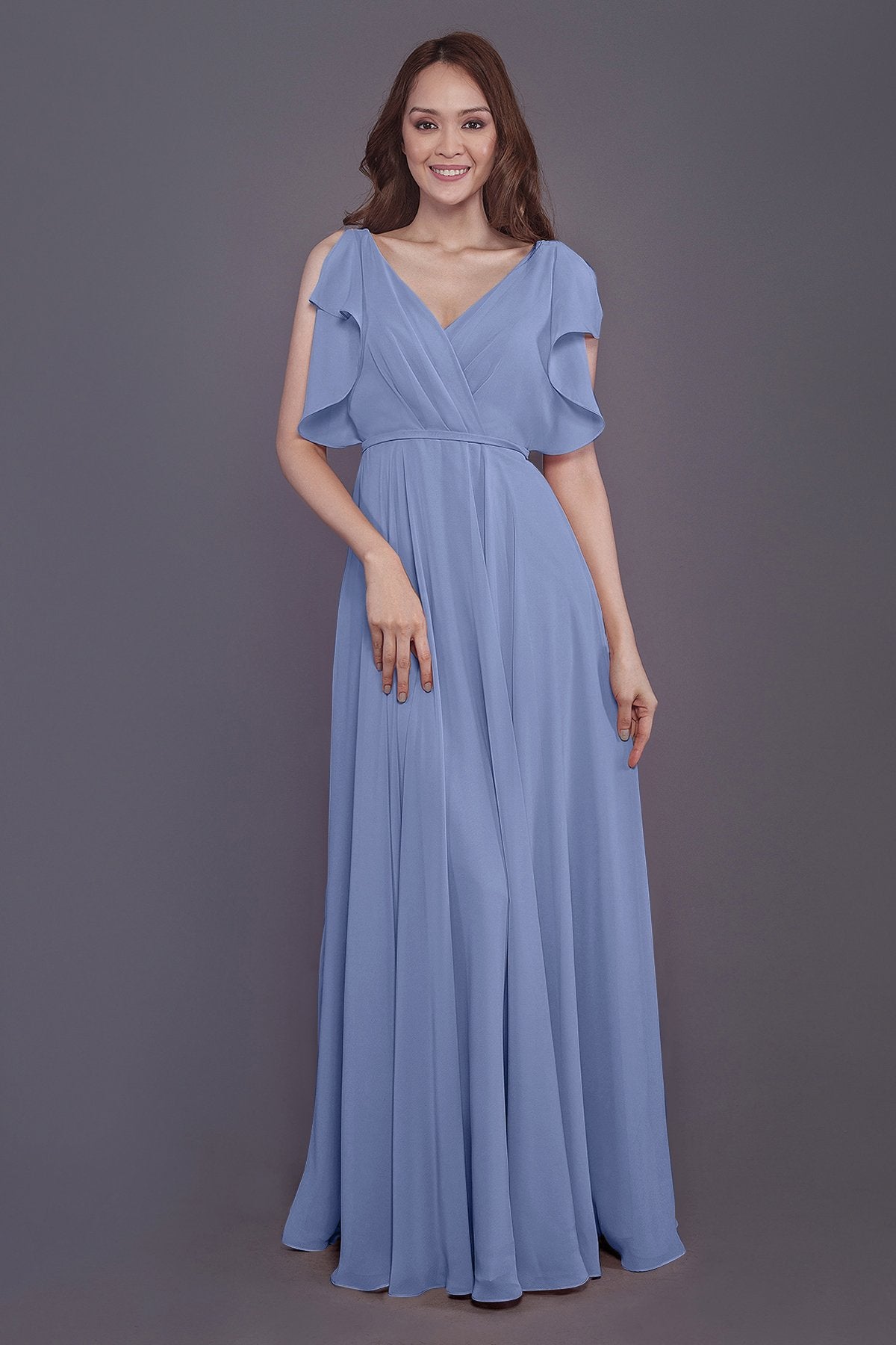 COCOMELODY Sheath-Column Floor Length Chiffon Bridesmaid Dress PR3568 