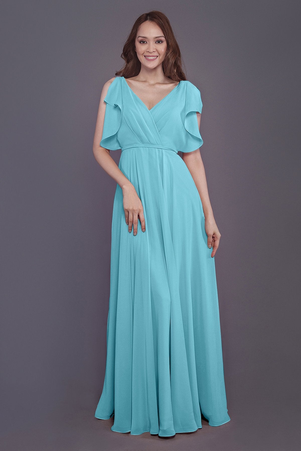 COCOMELODY Sheath-Column Floor Length Chiffon Bridesmaid Dress PR3568 