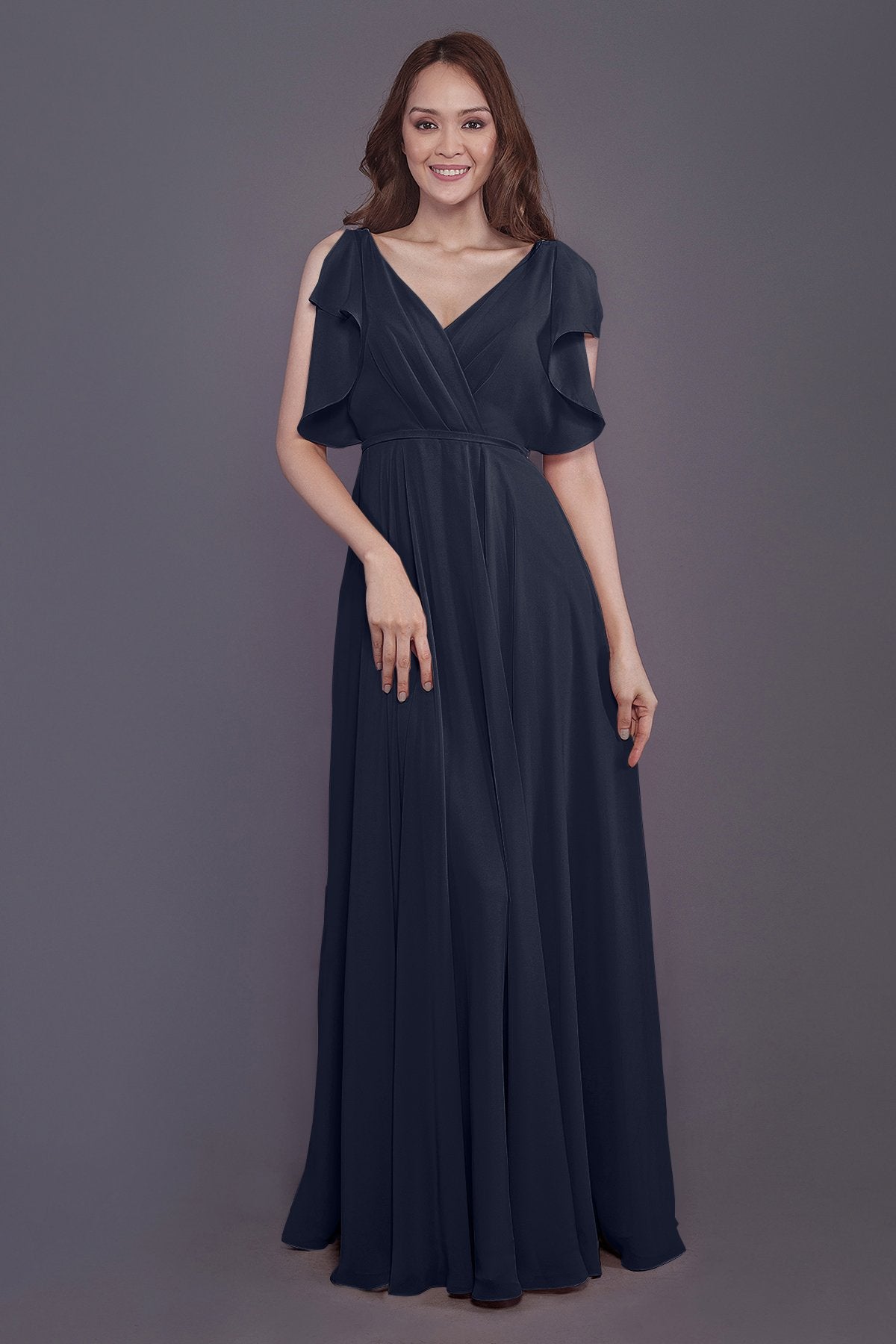 COCOMELODY Sheath-Column Floor Length Chiffon Bridesmaid Dress PR3568 