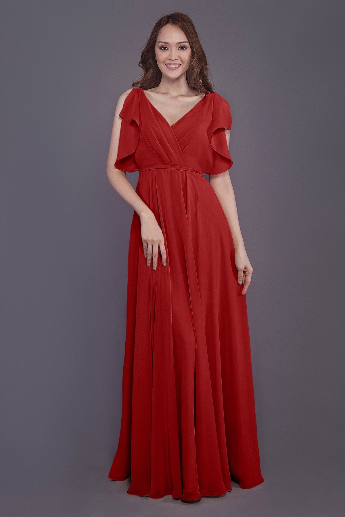 COCOMELODY Sheath-Column Floor Length Chiffon Bridesmaid Dress PR3568 