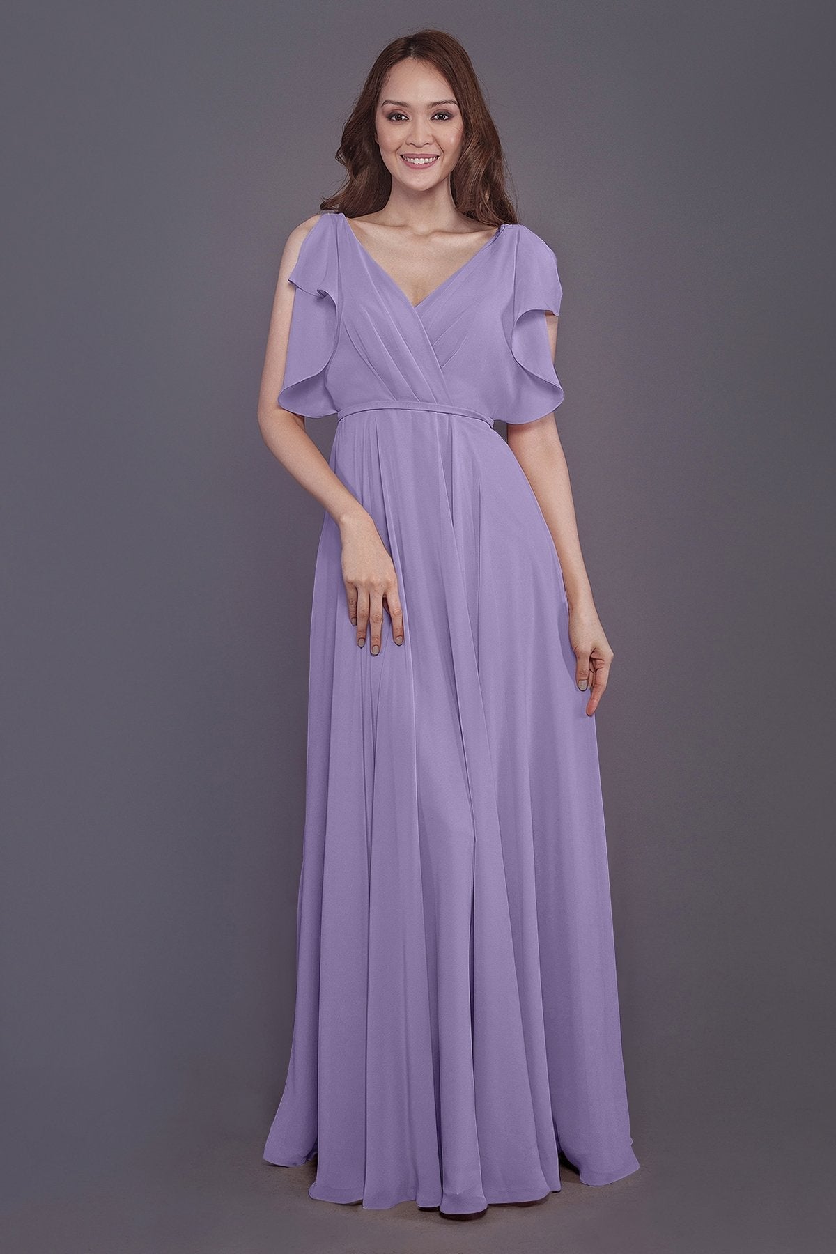 COCOMELODY Sheath-Column Floor Length Chiffon Bridesmaid Dress PR3568 