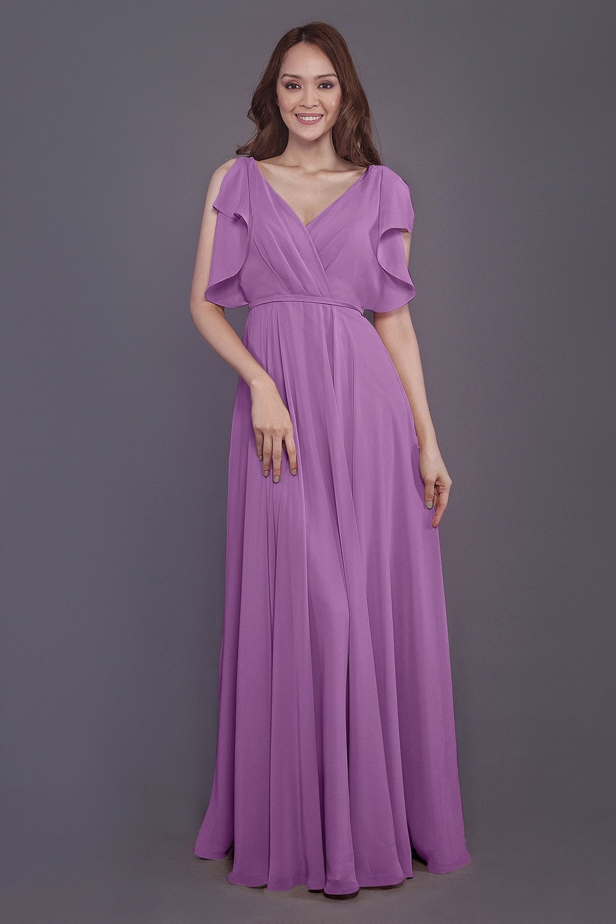 COCOMELODY Sheath-Column Floor Length Chiffon Bridesmaid Dress PR3568 