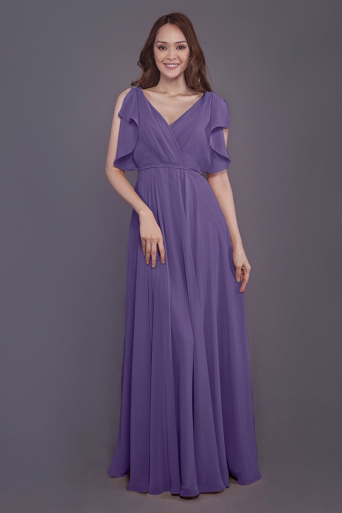 COCOMELODY Sheath-Column Floor Length Chiffon Bridesmaid Dress PR3568 