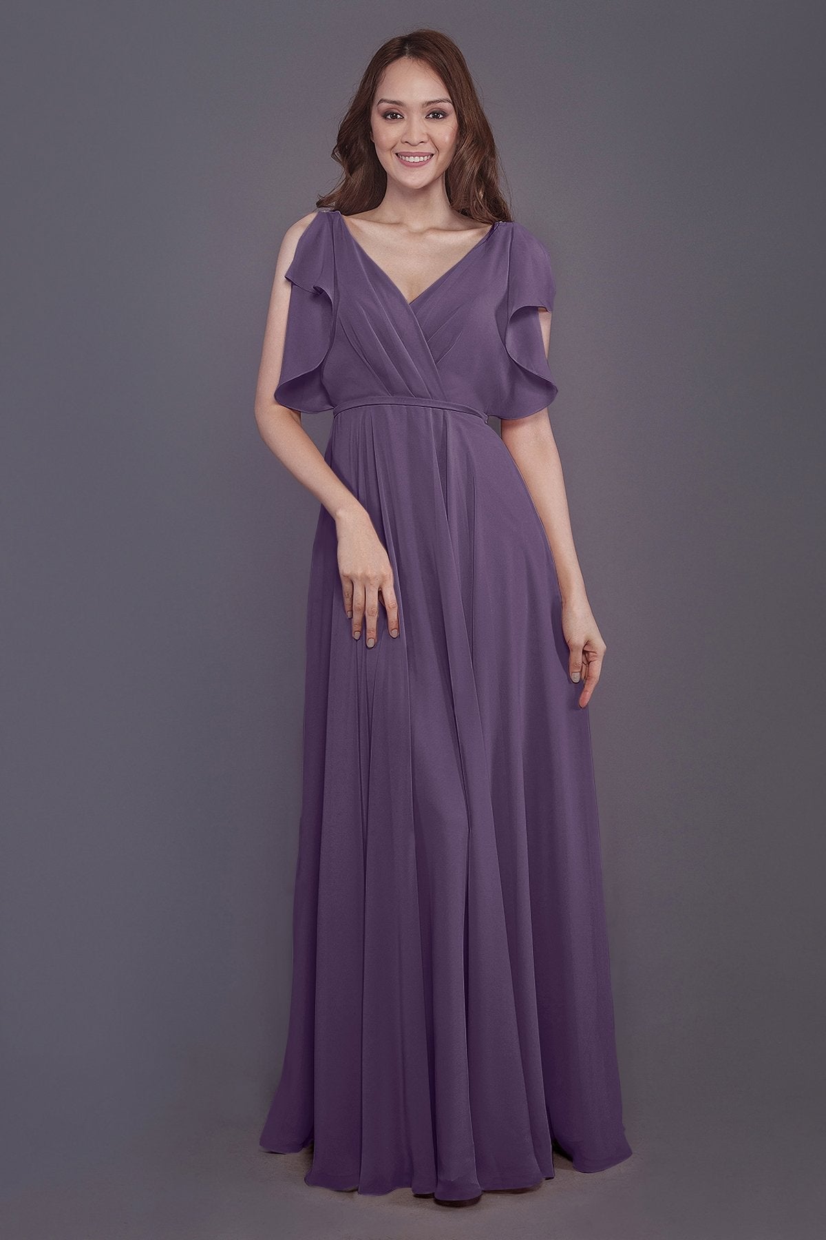 COCOMELODY Sheath-Column Floor Length Chiffon Bridesmaid Dress PR3568 