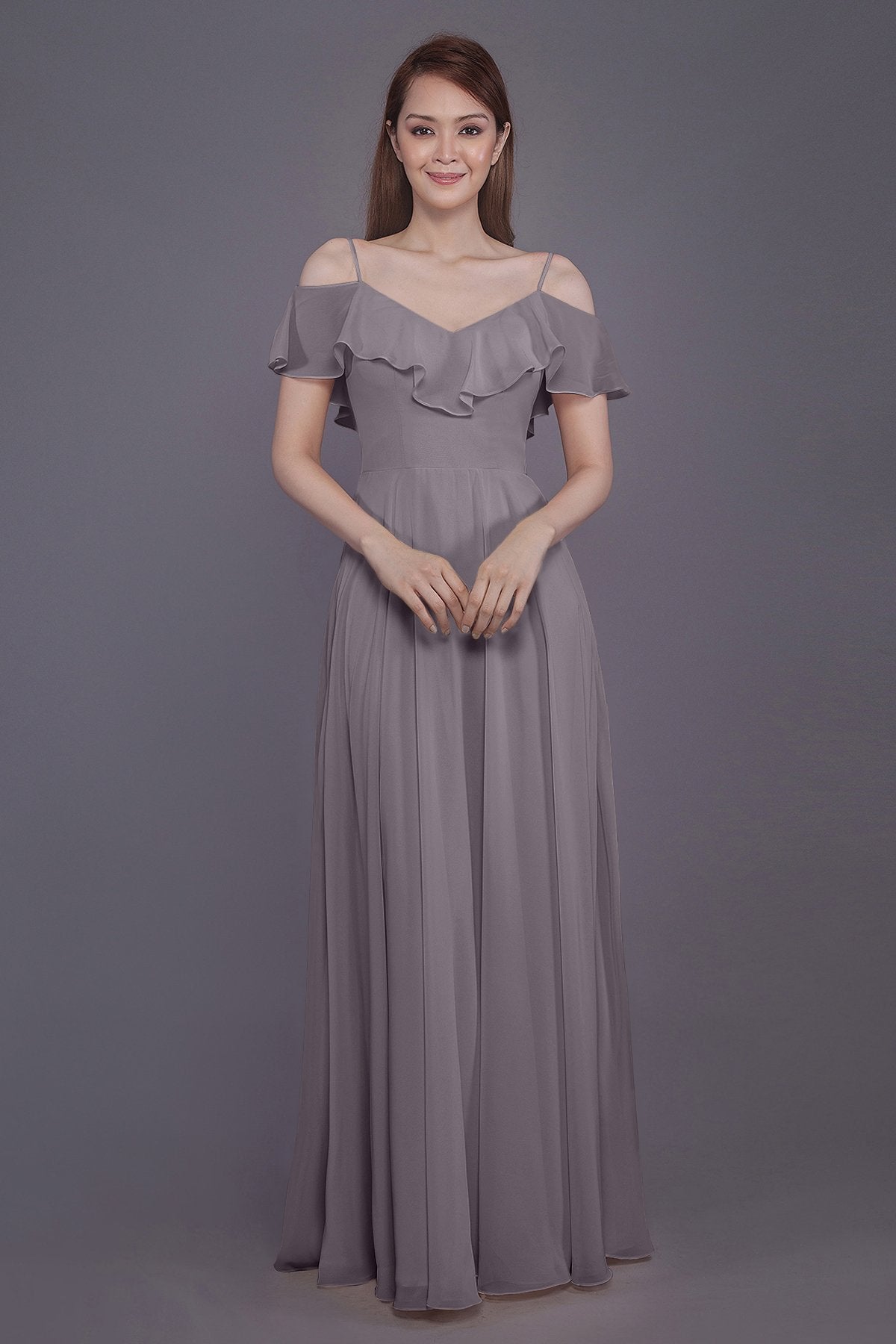 COCOMELODY Sheath-Column Floor Length Chiffon Bridesmaid Dress PR3570 