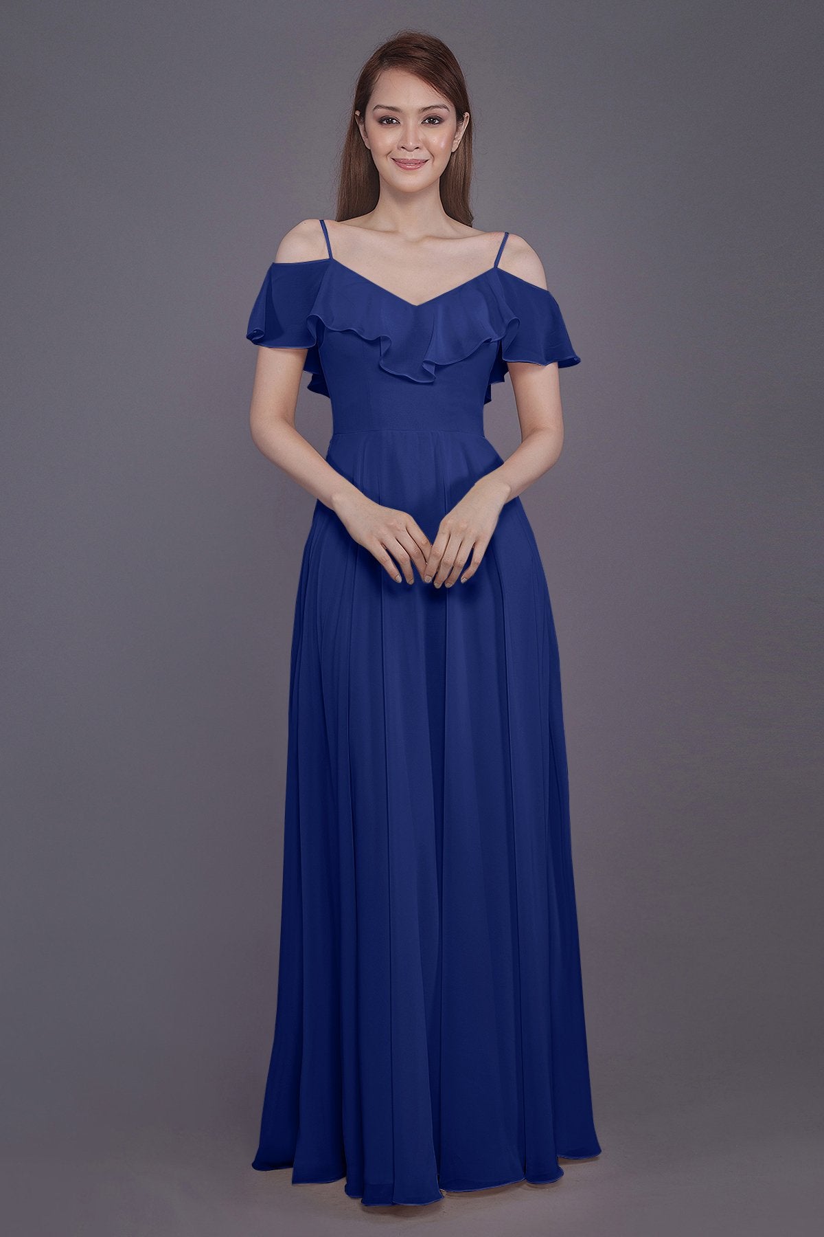 COCOMELODY Sheath-Column Floor Length Chiffon Bridesmaid Dress PR3570 