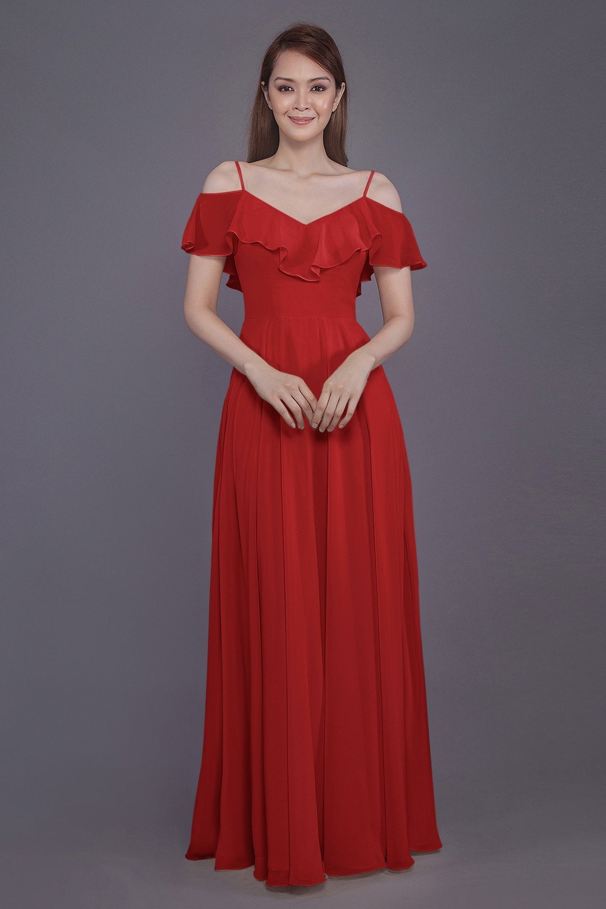 COCOMELODY Sheath-Column Floor Length Chiffon Bridesmaid Dress PR3570 