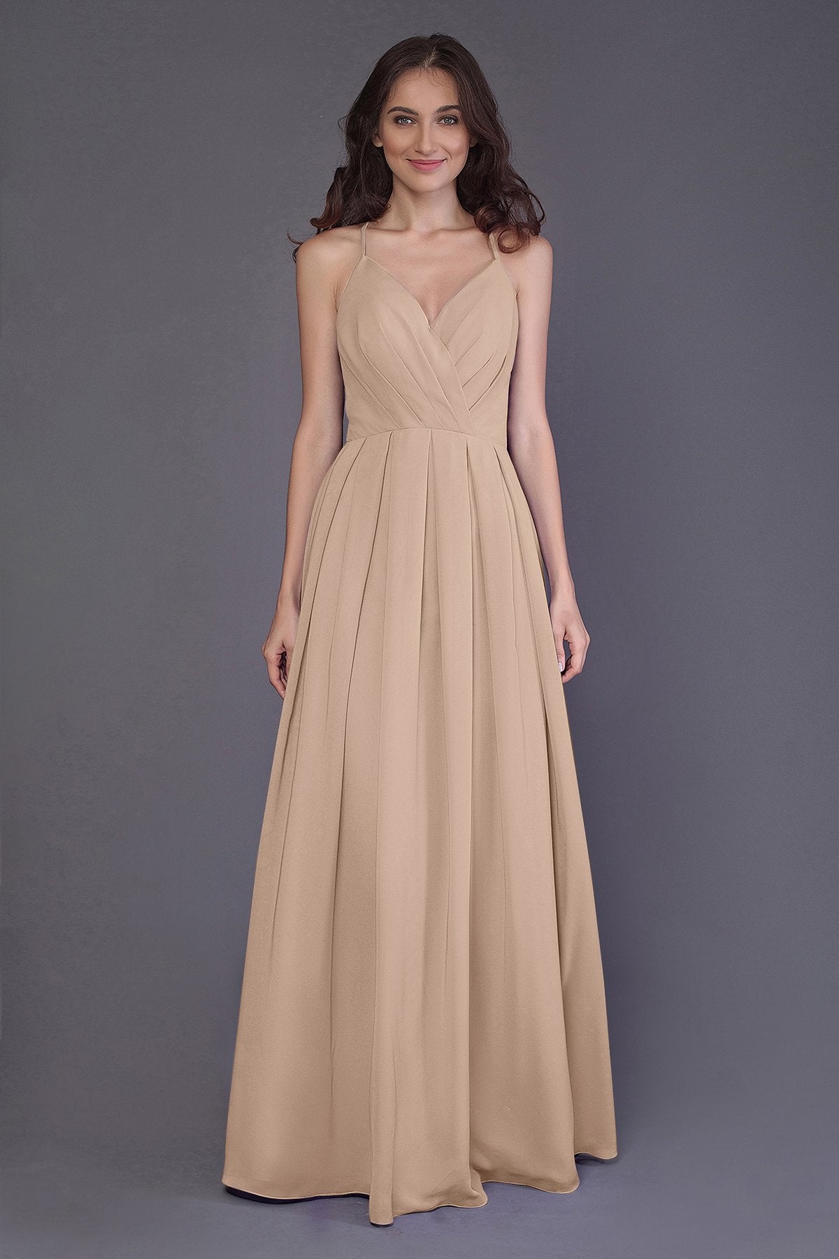 COCOMELODY Sheath-Column Floor Length Chiffon Bridesmaid Dress PR3572 